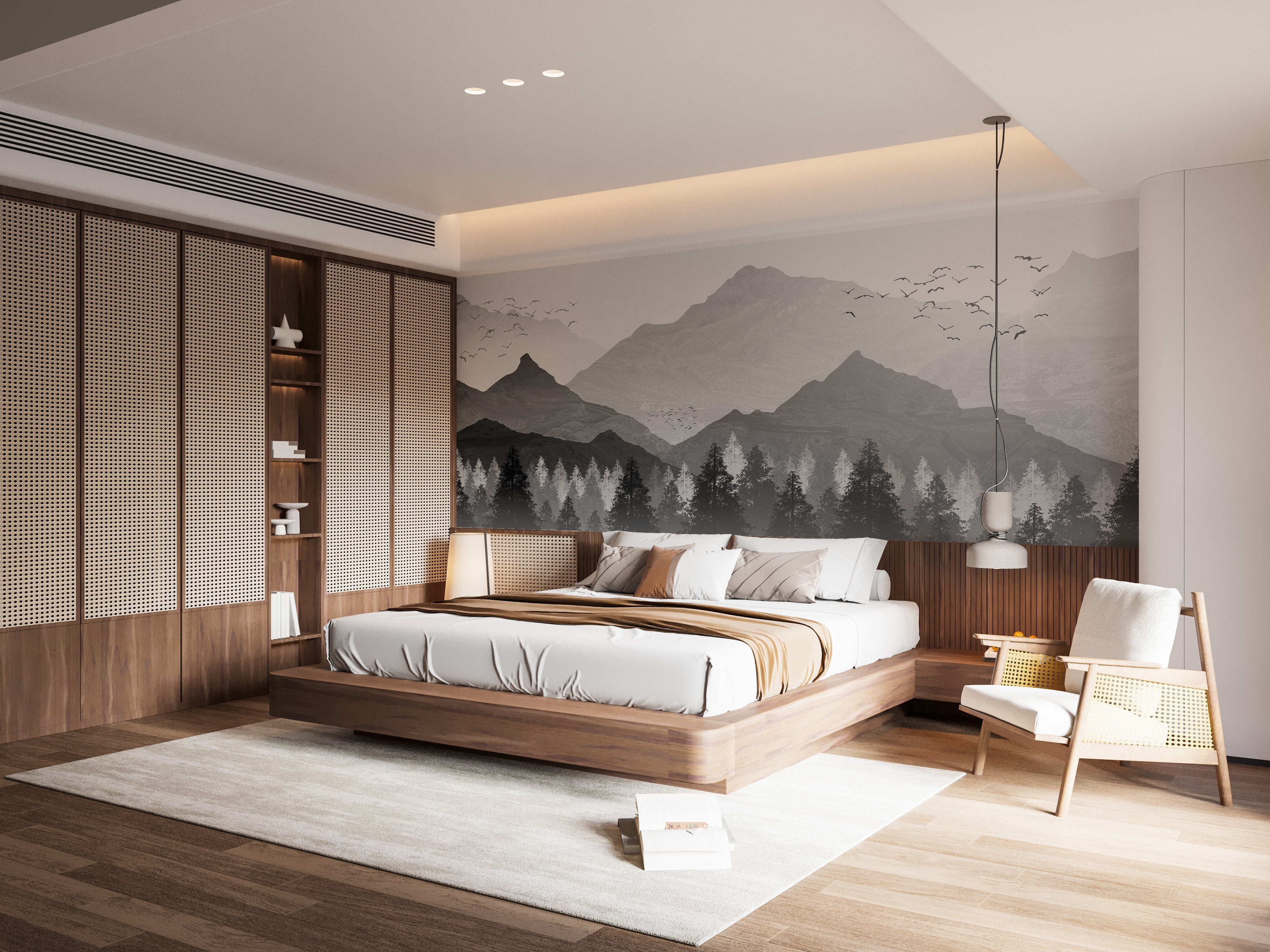 Black and White Mountain Ranges Wallpaper Mural - Giffywalls