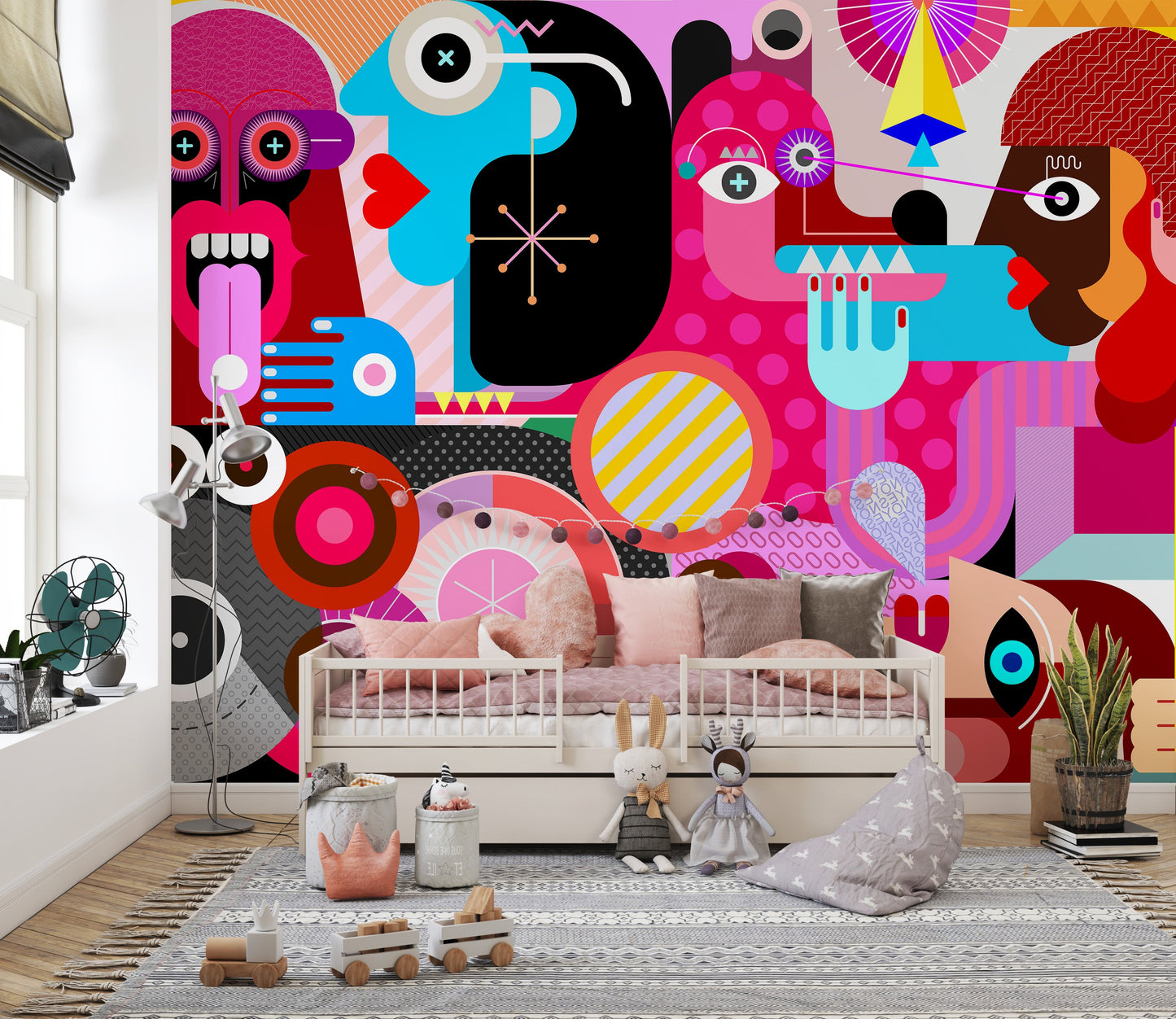 Abstract Designed Group of People Wall Murals - Giffywalls