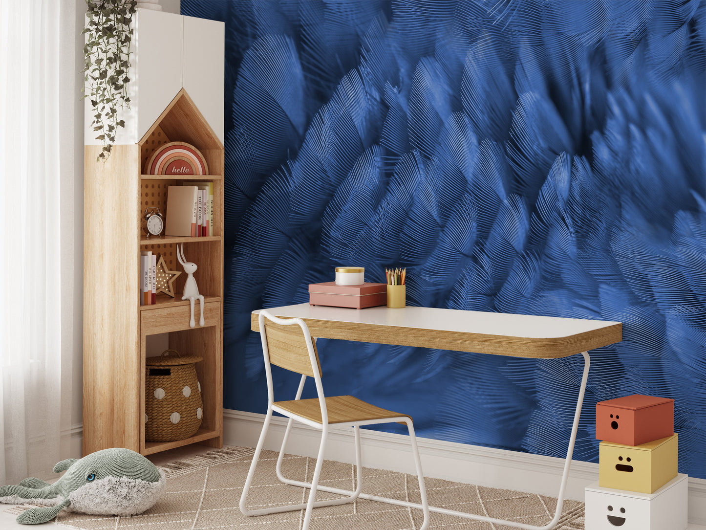 Blue Macaw Feather Wallpaper Murals - Giffywalls