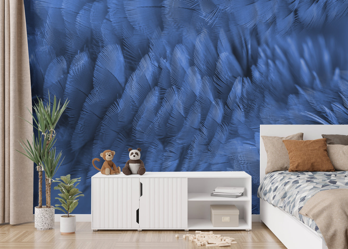 Blue Macaw Feather Wallpaper Murals - Giffywalls