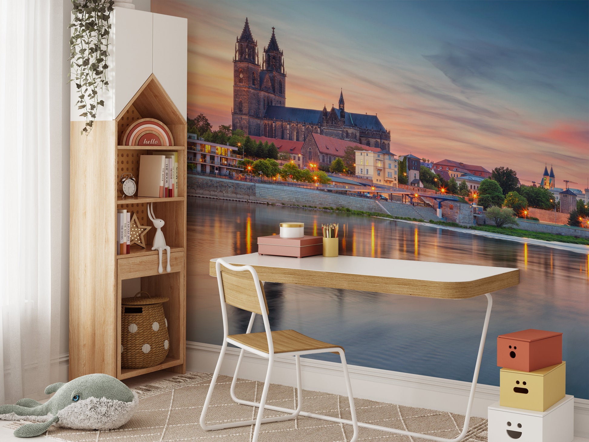 Cityscape Magdeburg Germany Elbe River Wallpaper Wall Mural - Giffywalls