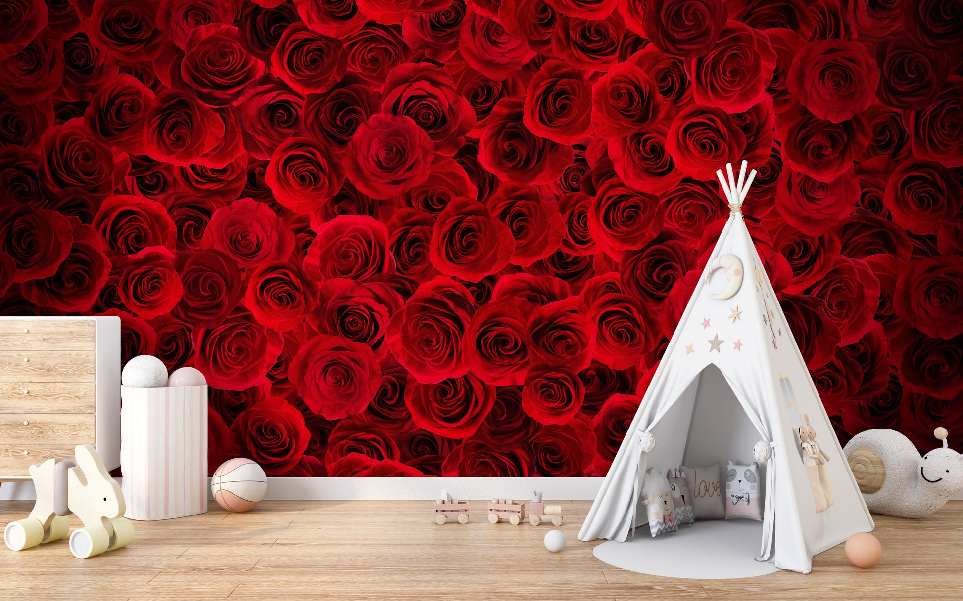 Bright Red Roses Backdrop Wallpaper Wall Murals - Giffywalls