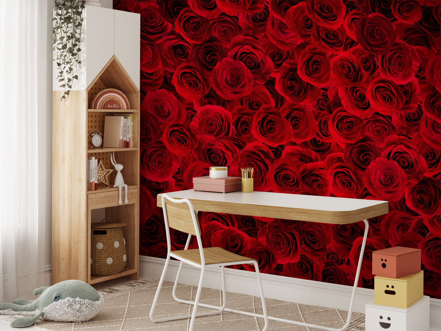 Bright Red Roses Backdrop Wallpaper Wall Murals - Giffywalls