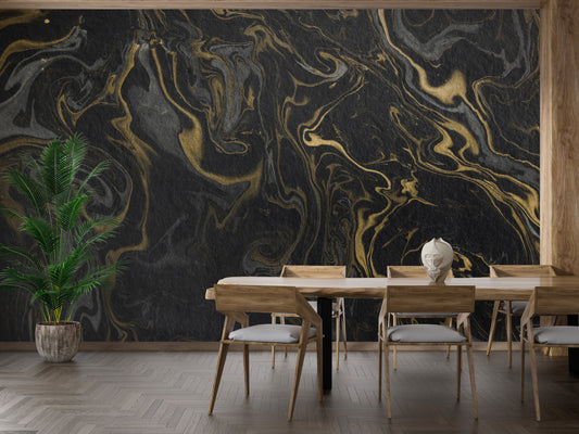 Black and Gold Marble Effect Wallpaper Wall Mural