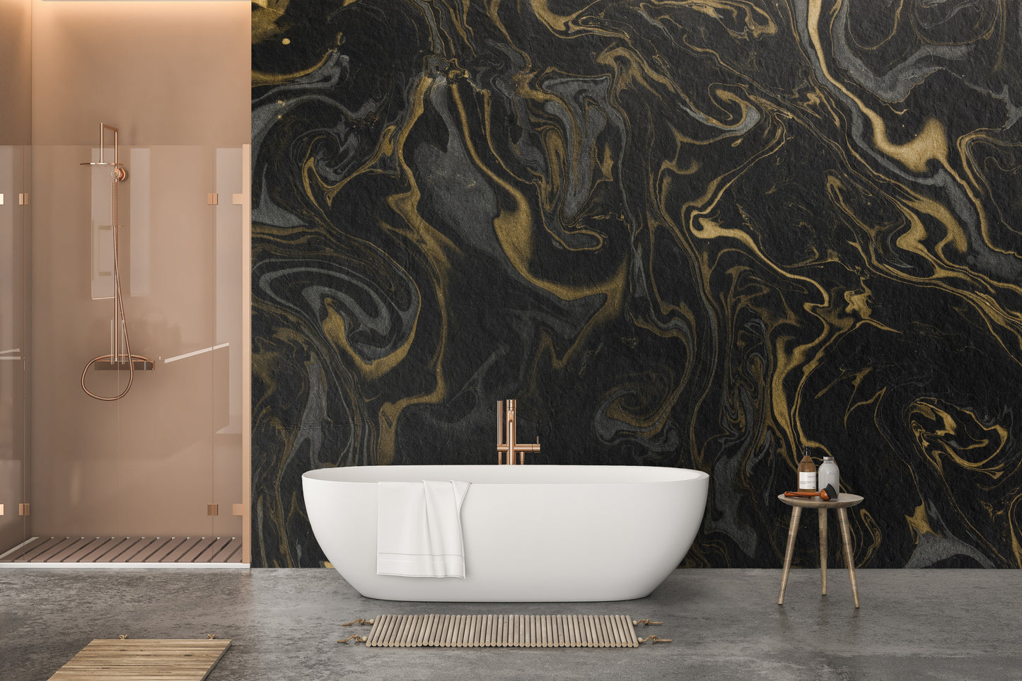 Black and Gold Marble Effect Wallpaper Wall Mural - Giffywalls