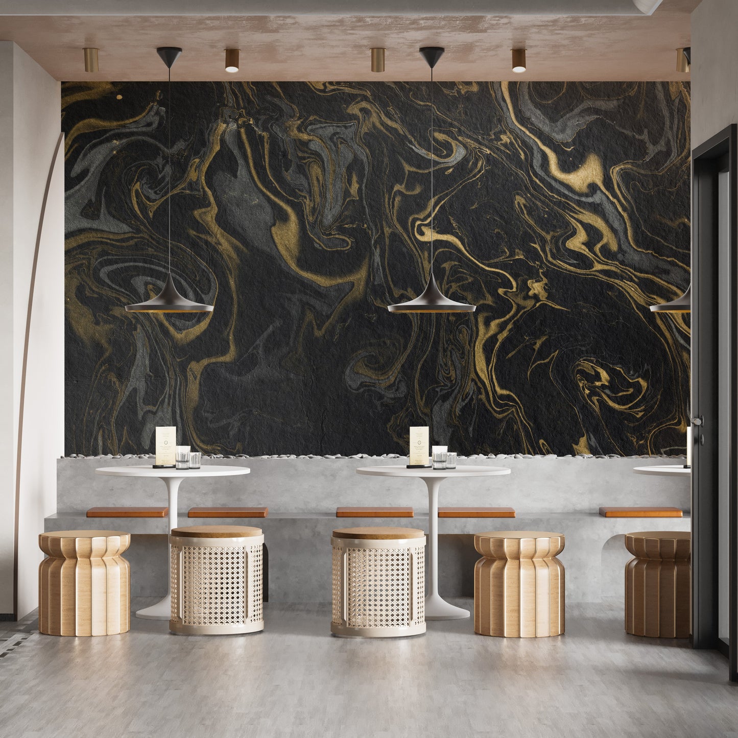 Black and Gold Marble Effect Wallpaper Wall Mural - Giffywalls