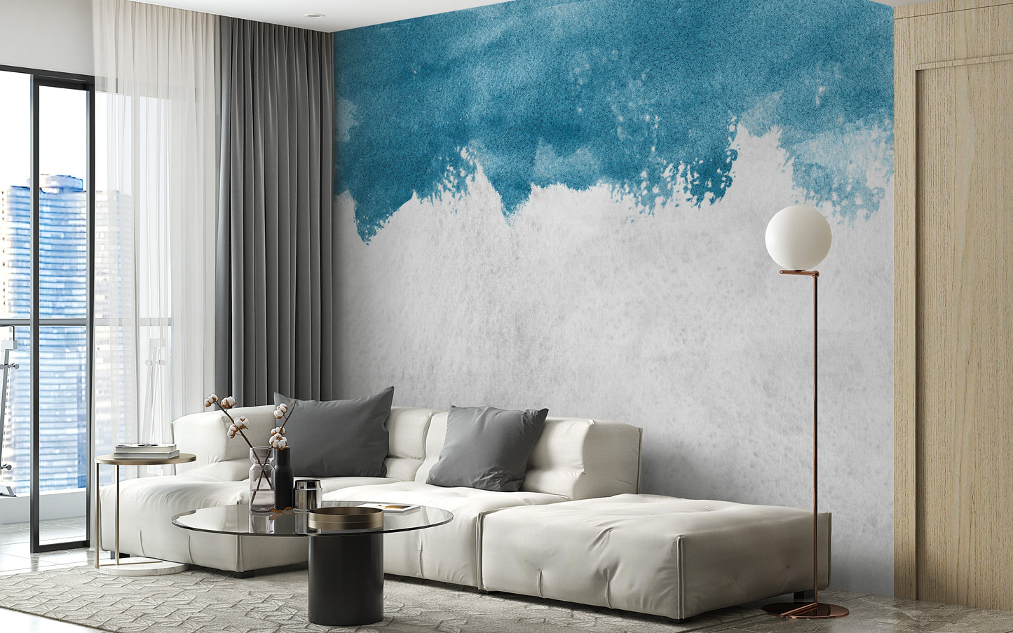 Subtle Rustic Blue Wall Design
