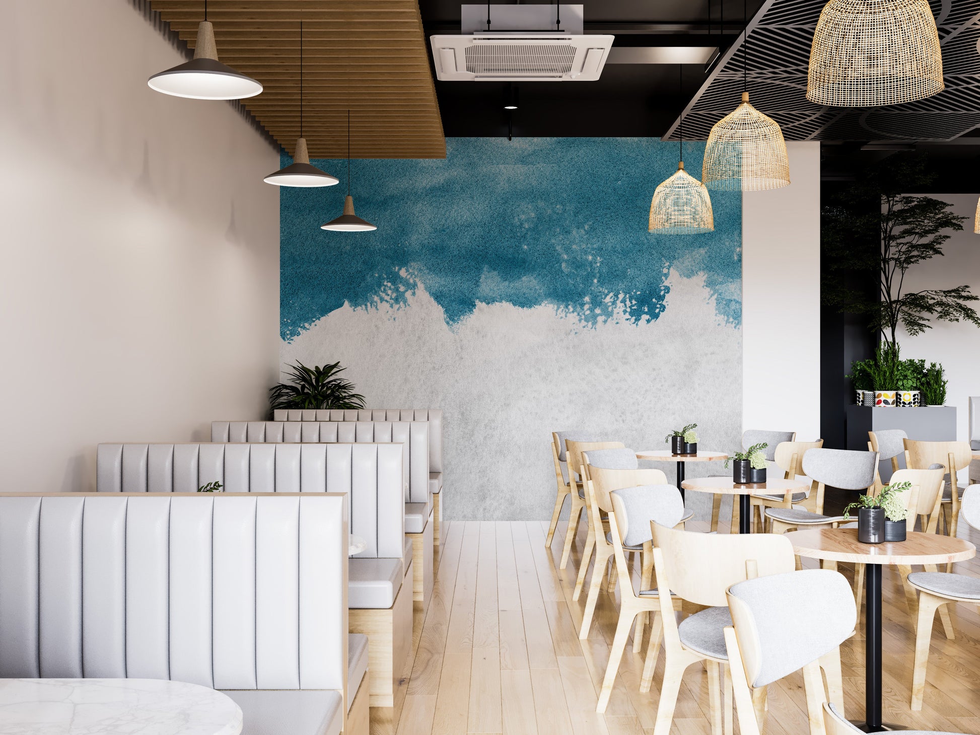 Modern Blue Peel and Stick Rustic Wallpaper Murals - Giffywalls