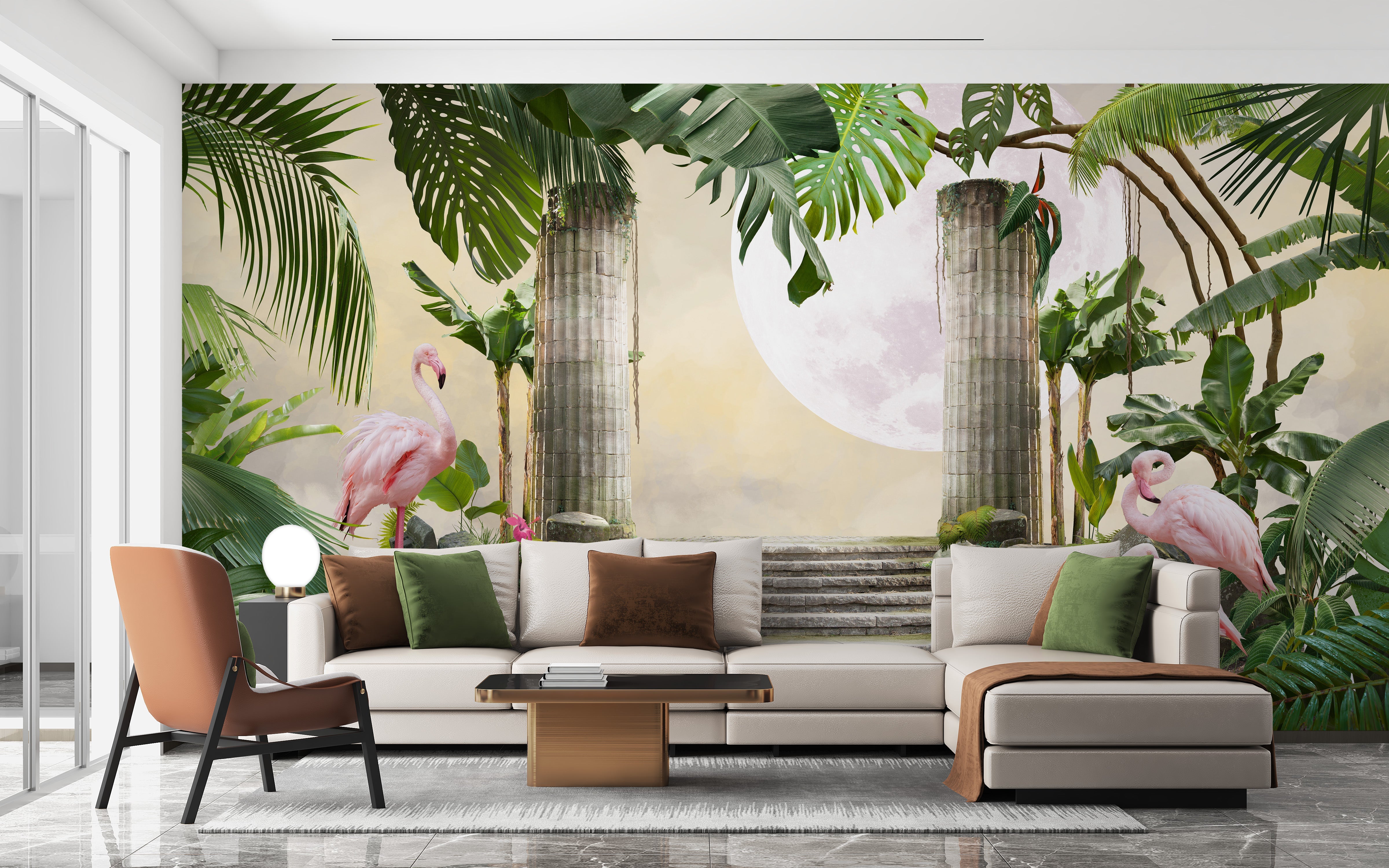 Moonlit Banana Leaf Wall Mural
