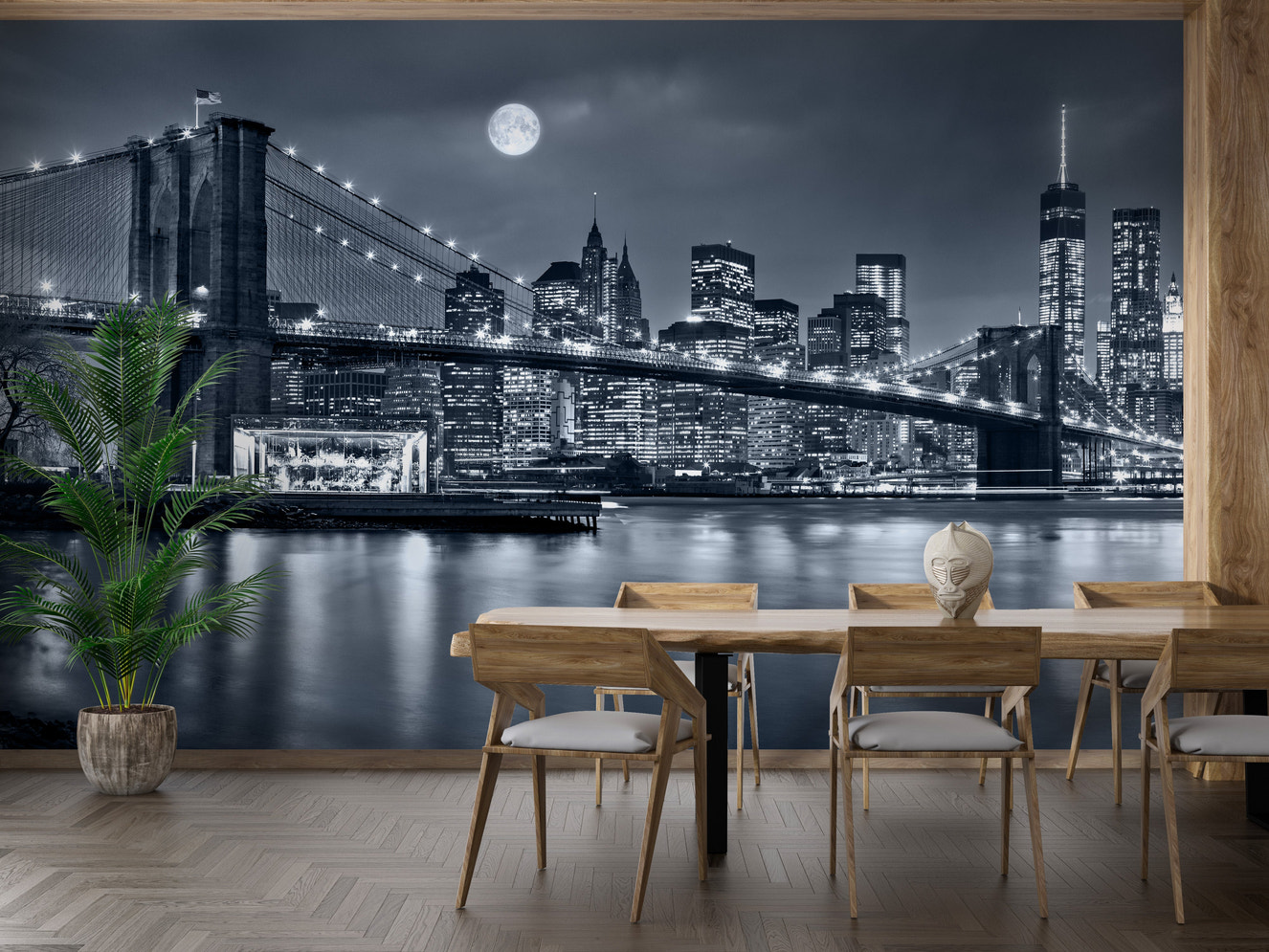 NYC Skyline Night Wall Mural