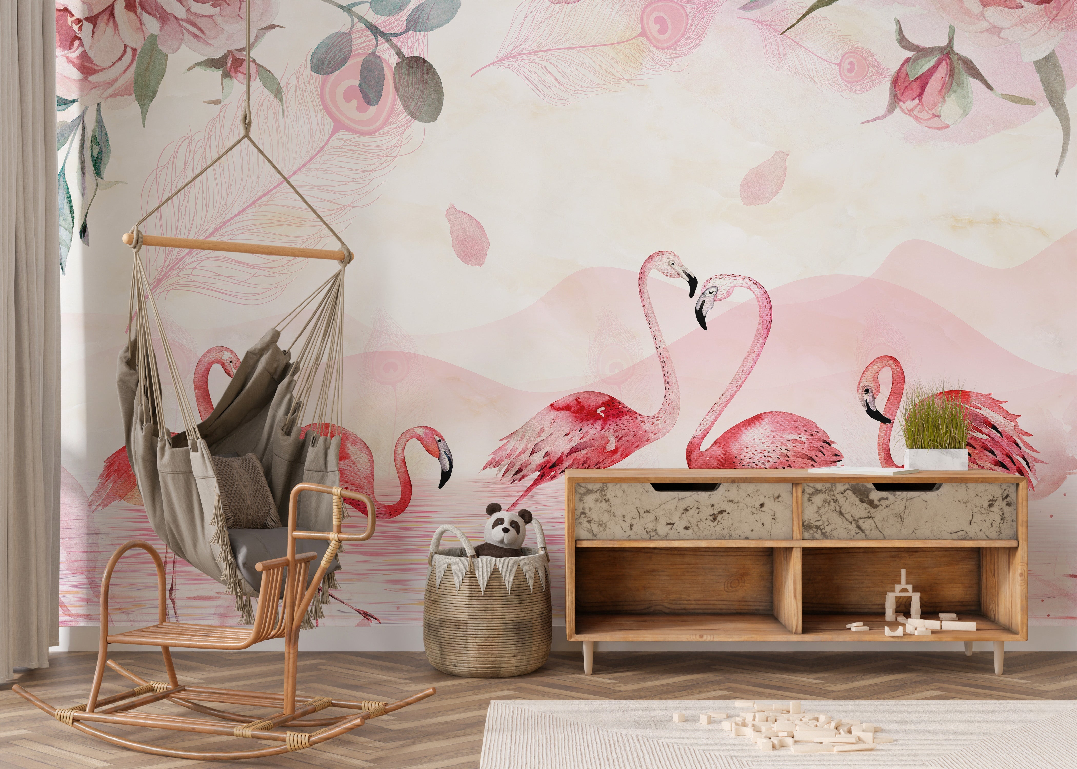 Flamingo Peel and Stick Wallpaper - Giffywalls