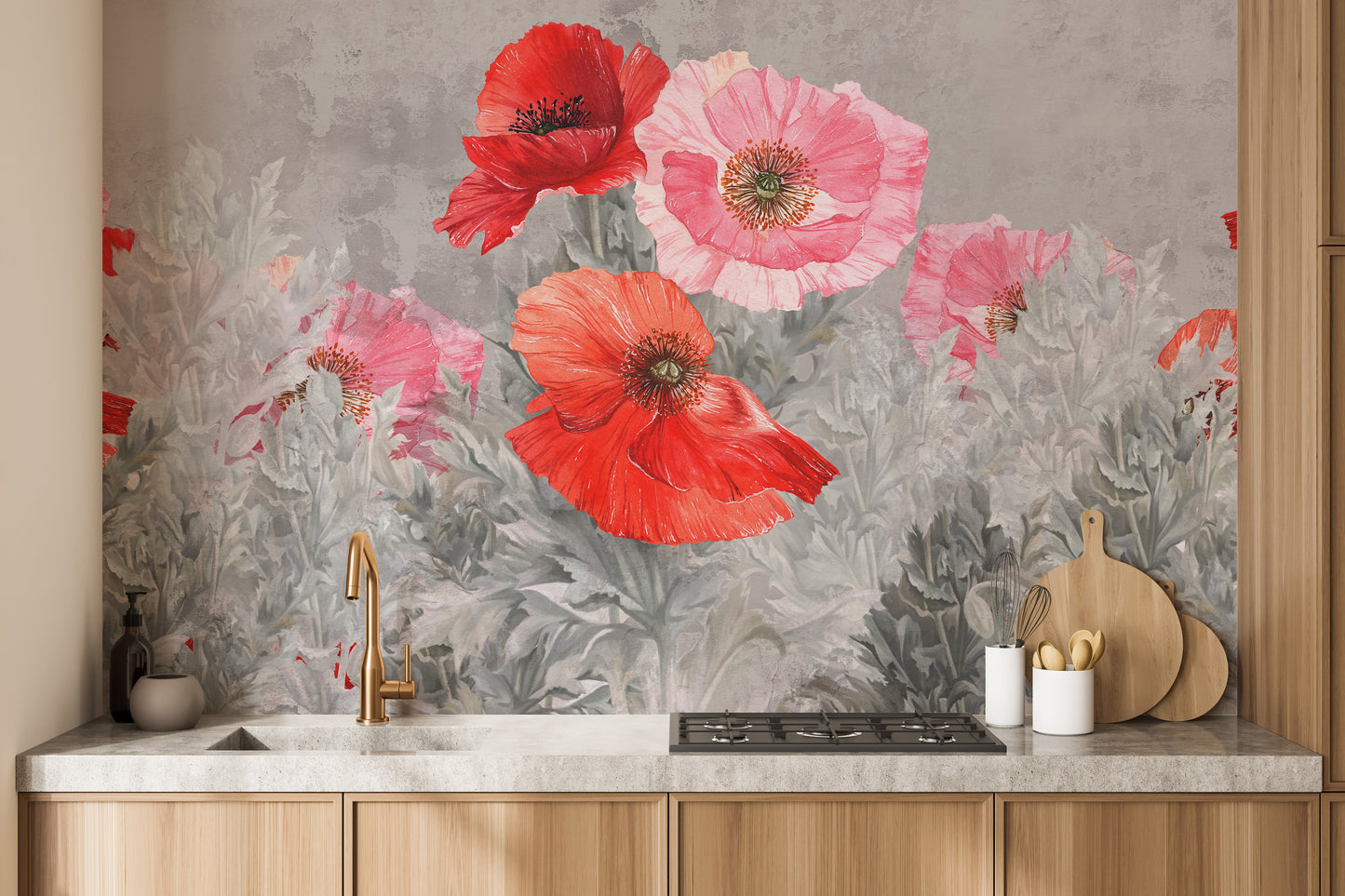 Watercolor Red and Pink Flower Wallpaper - Giffywalls