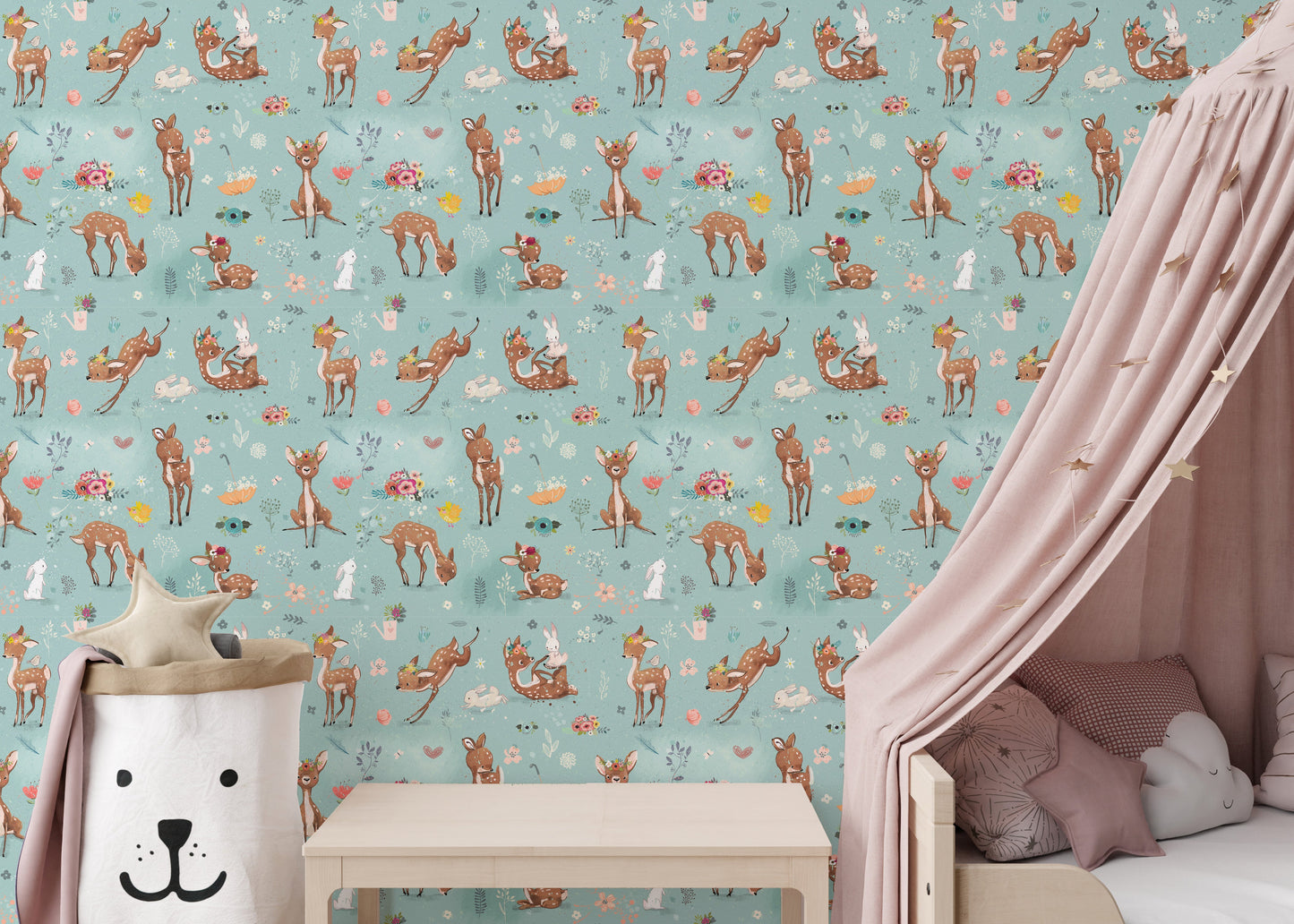 Bunny and Deer Peel and Stick Wallpaper