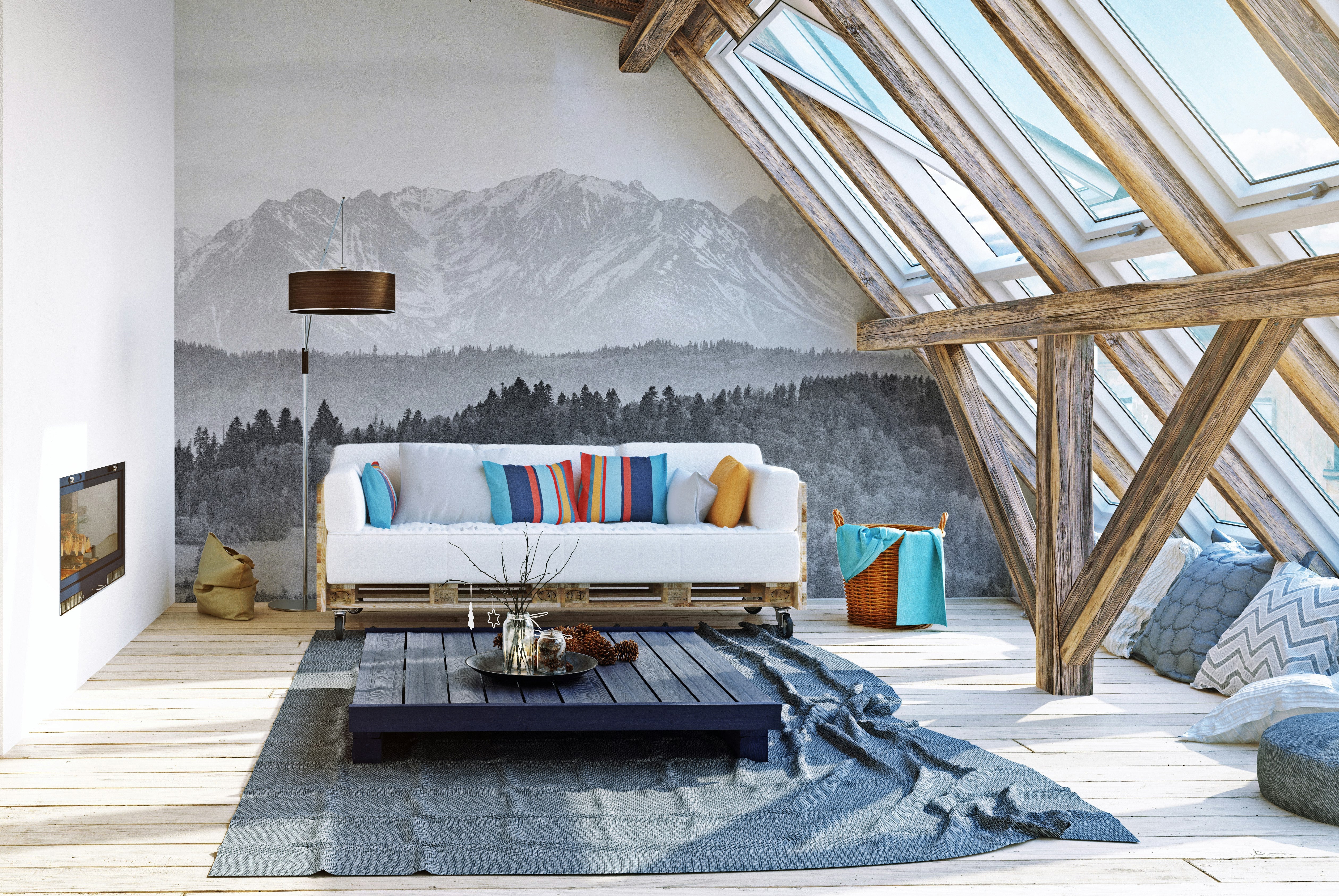 Snow Covered Mountains Winter Wallpaper Wall Murals - Giffywalls