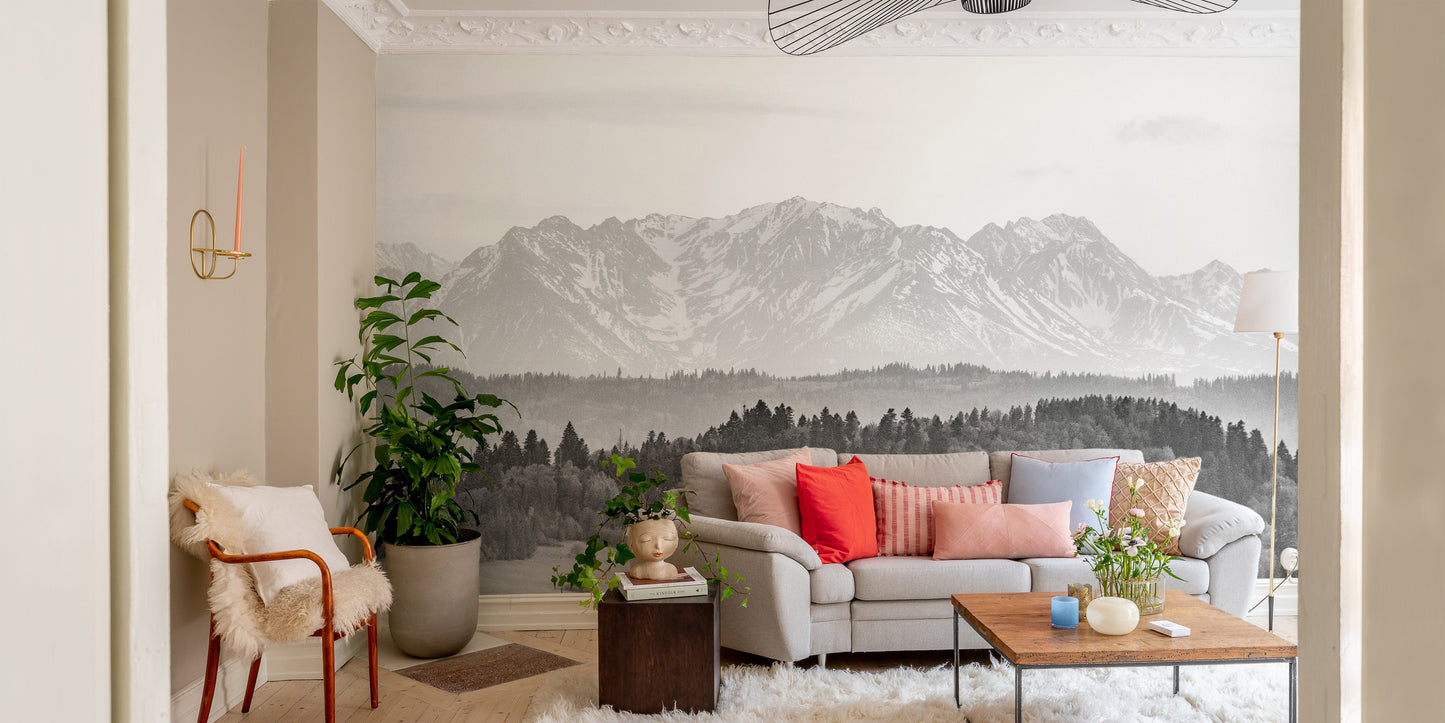 Snow Covered Mountains Winter Wallpaper Wall Murals - Giffywalls