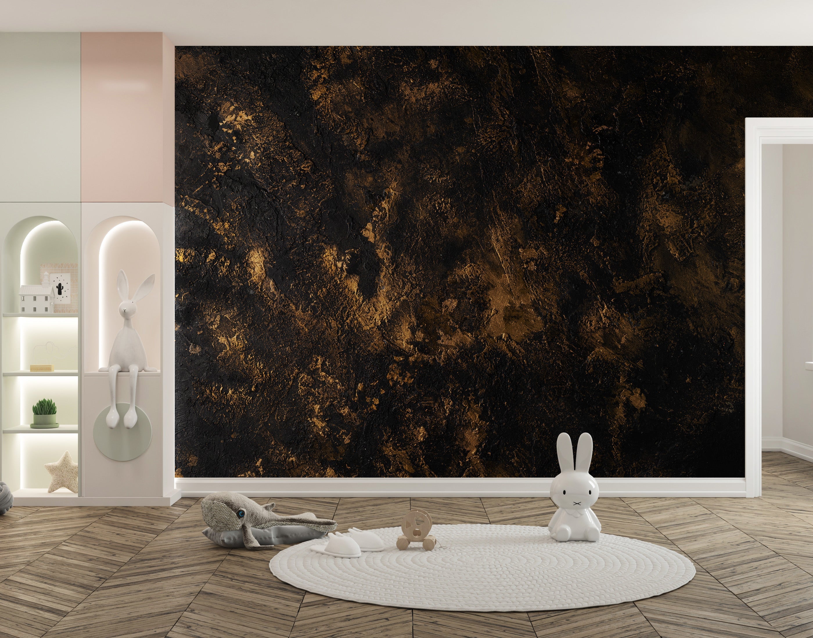 Black Gold Textured Wallpaper Wall Mural - Giffywalls