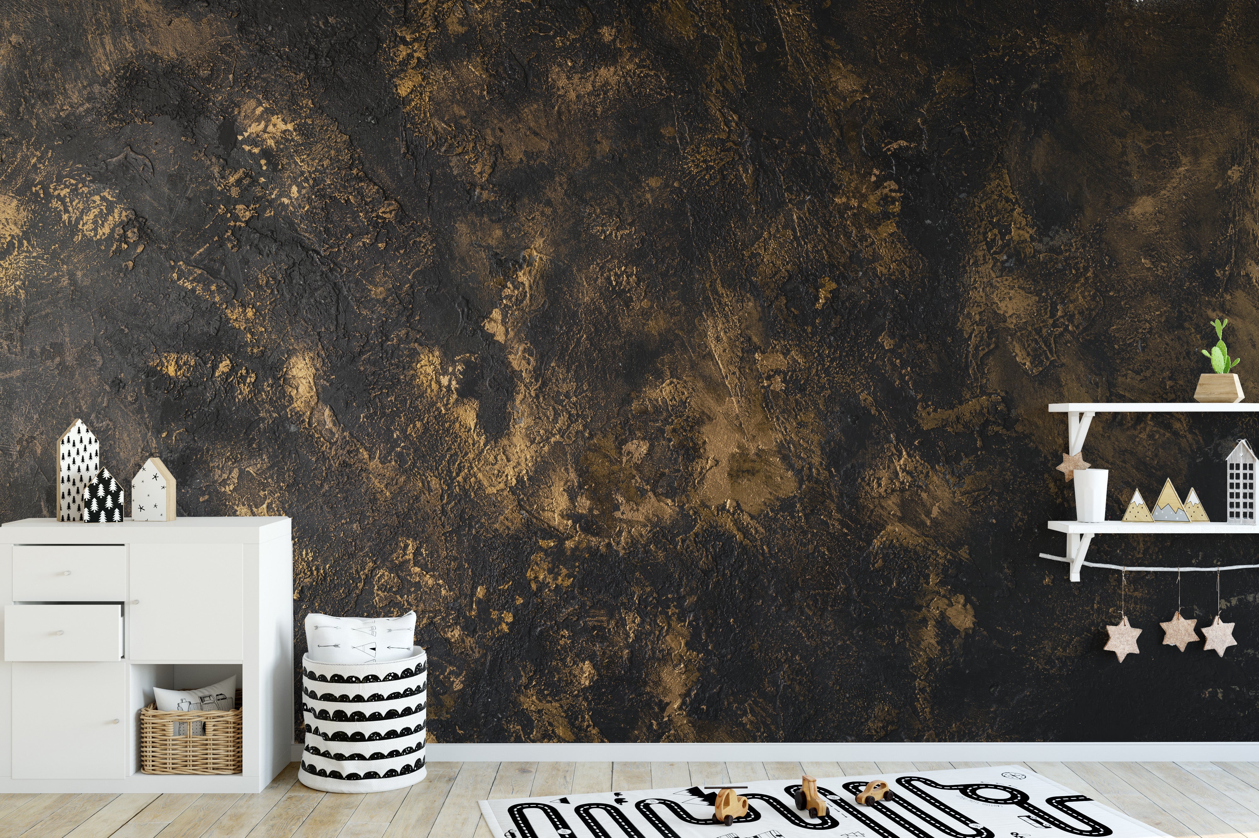 Black Gold Textured Wallpaper Wall Mural - Giffywalls