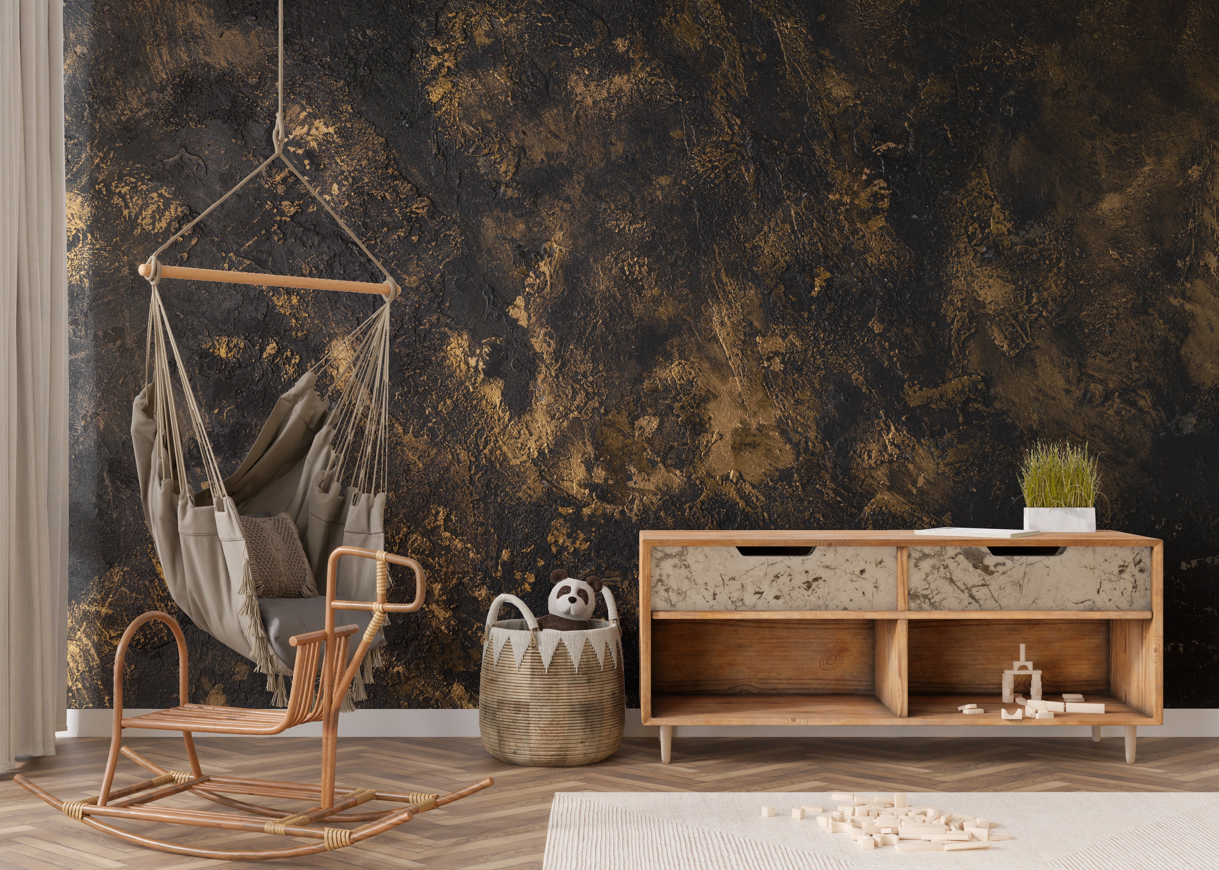 Black Gold Textured Wallpaper Wall Mural - Giffywalls