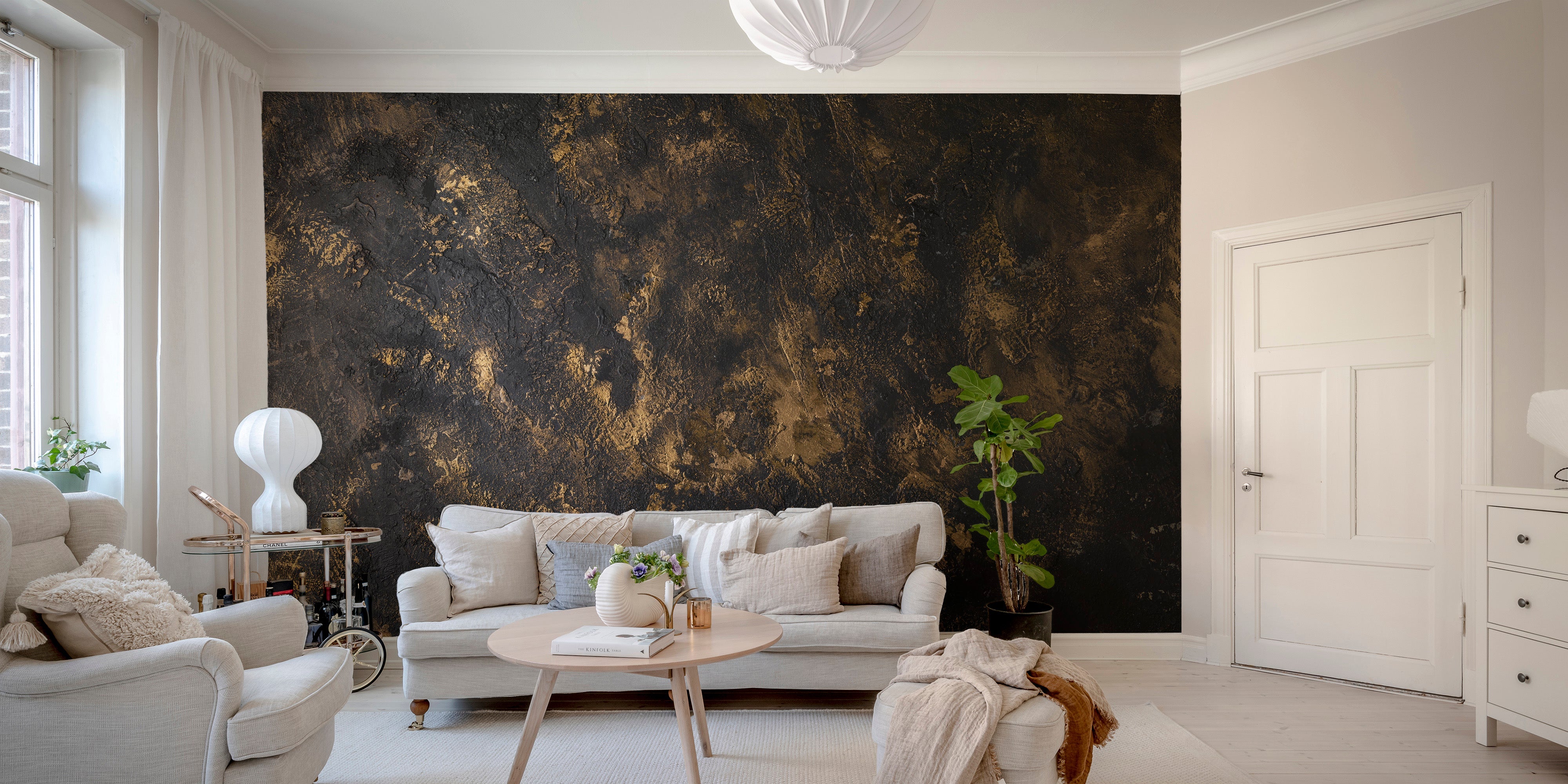 Black Gold Textured Wallpaper Wall Mural - Giffywalls