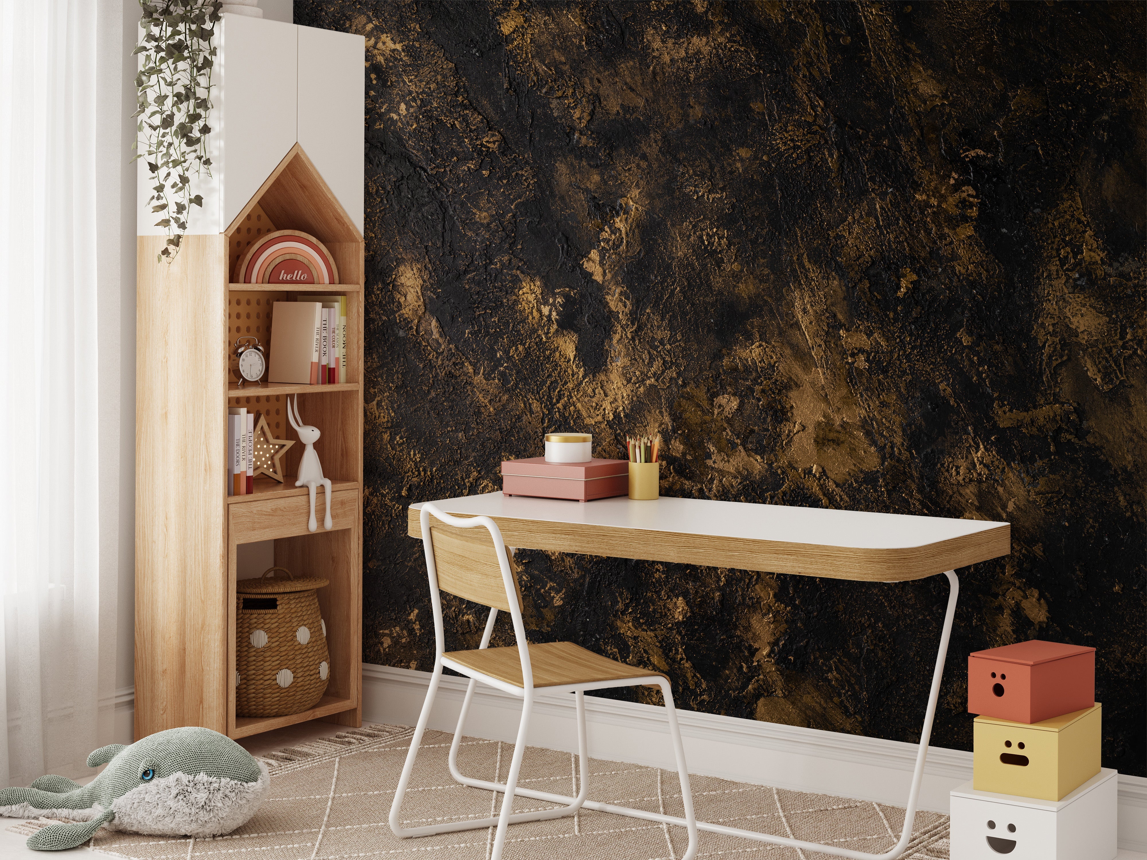 Luxurious black and gold wall mural