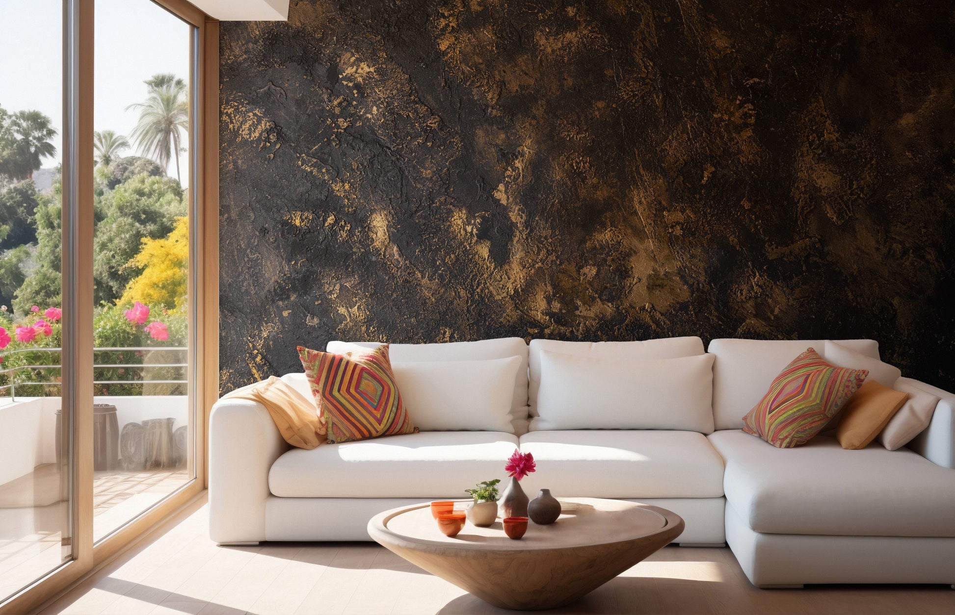 Elegant black gold textured wallpaper