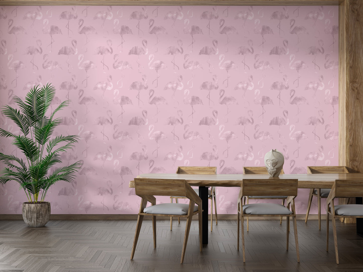 Artistic shiny flamingo wall art design