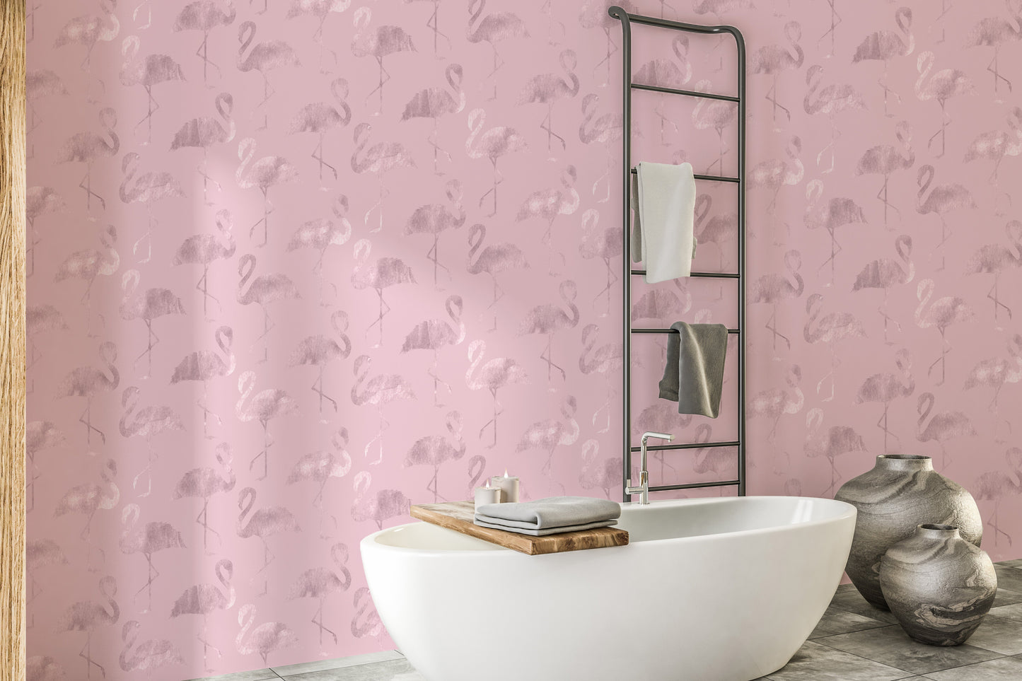 Trendy flamingo wallpaper with shine