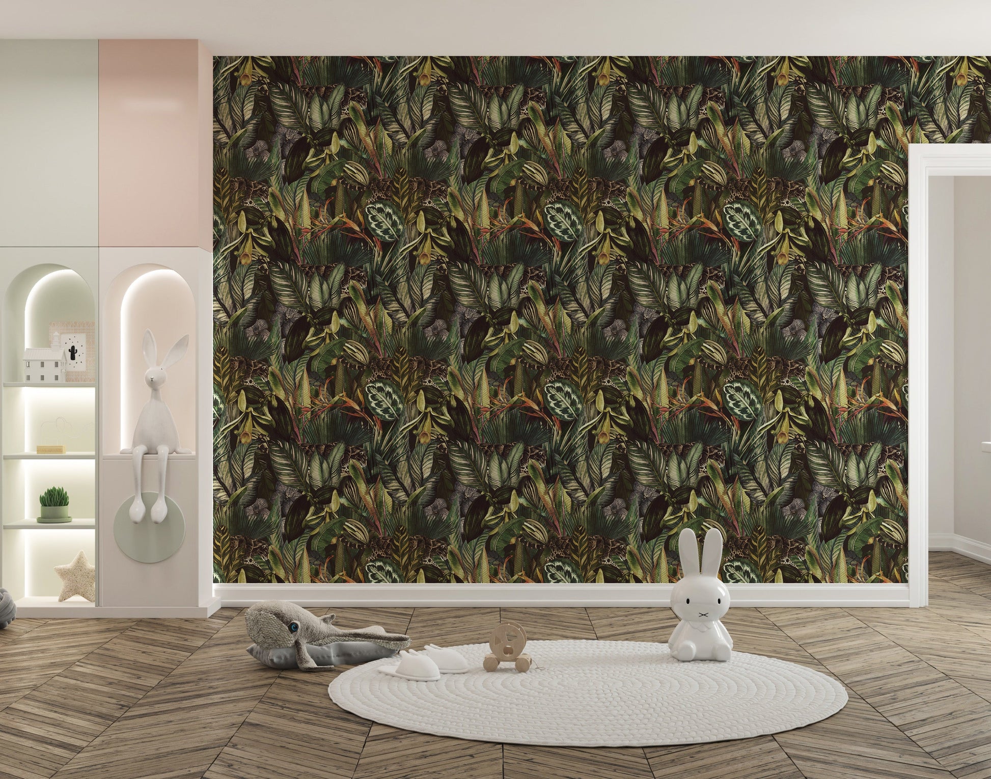 Nature-themed jungle wallpaper decor