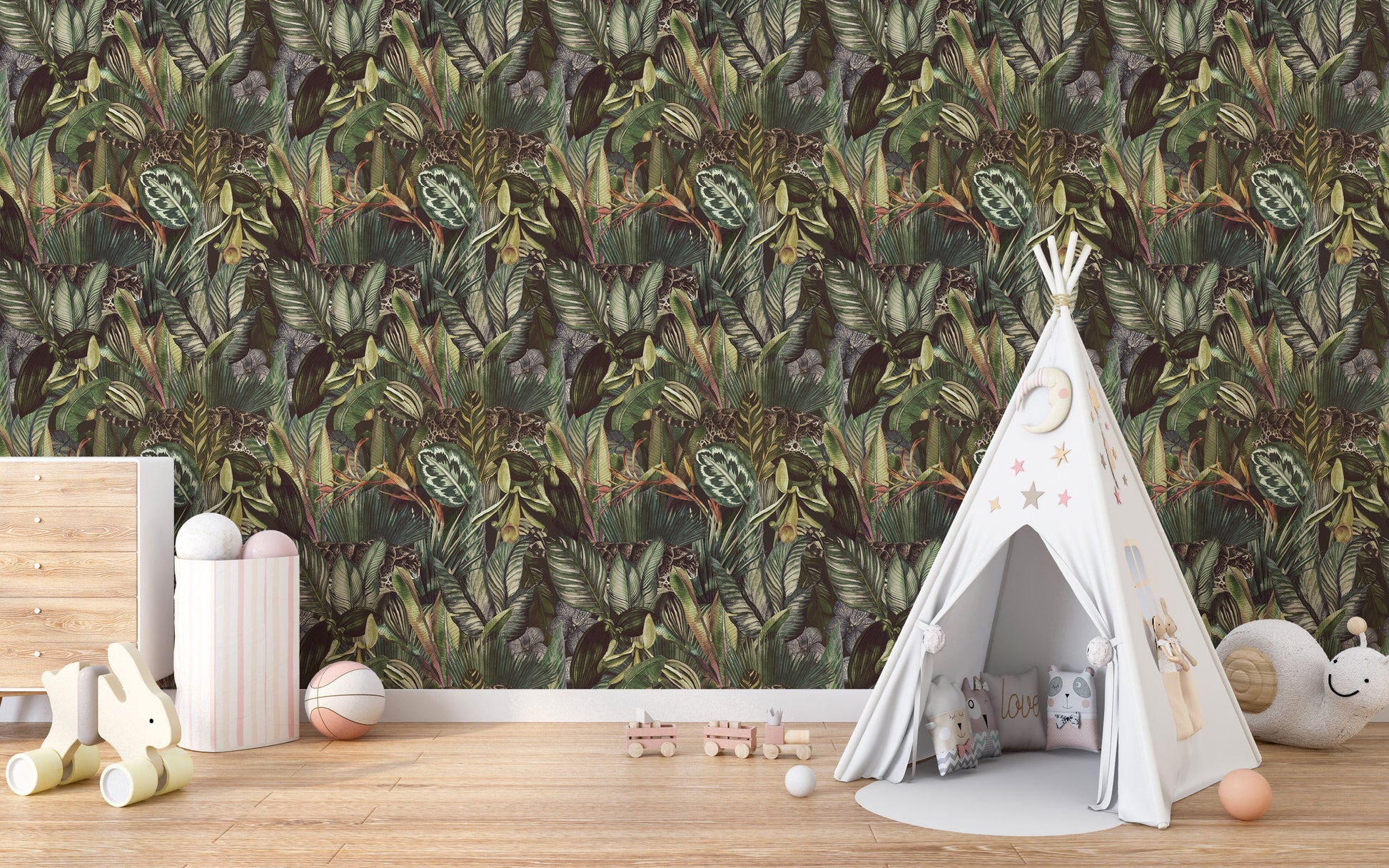 Removable botanical wallpaper for walls