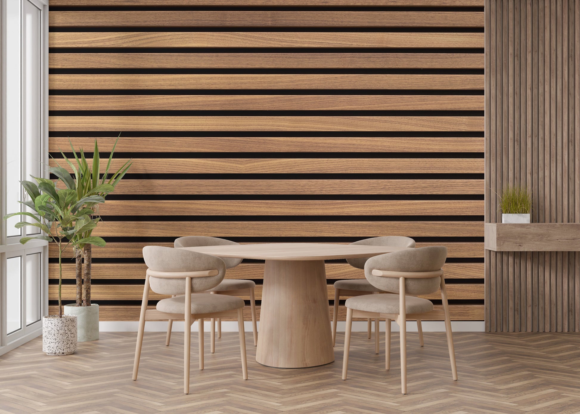 Horizontal wood stripe wallpaper design
