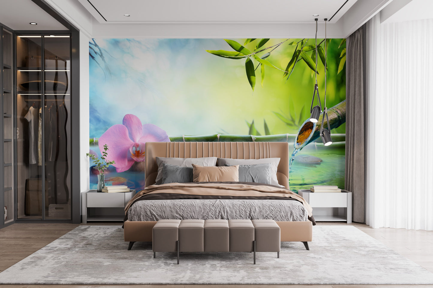 Subtle brushstroke ombre wall mural design
