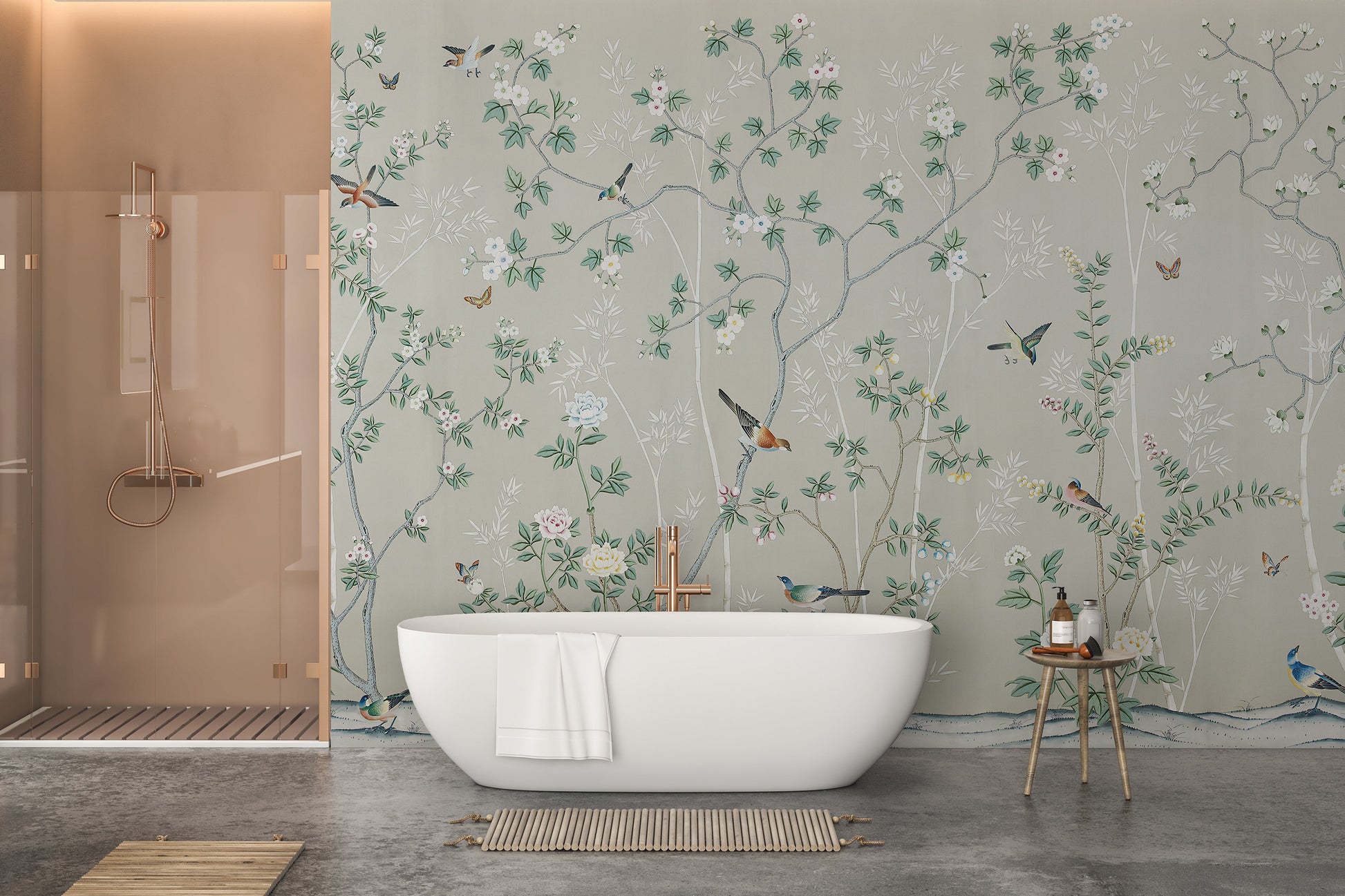 Stylish leaf-pattern Chinoiserie wallpaper
