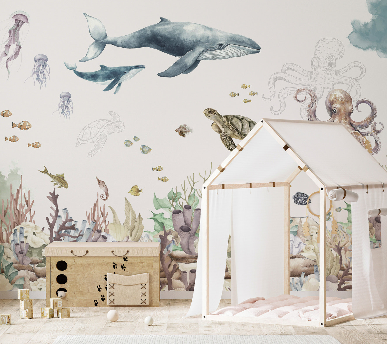 Aquatic wildlife wallpaper for walls
