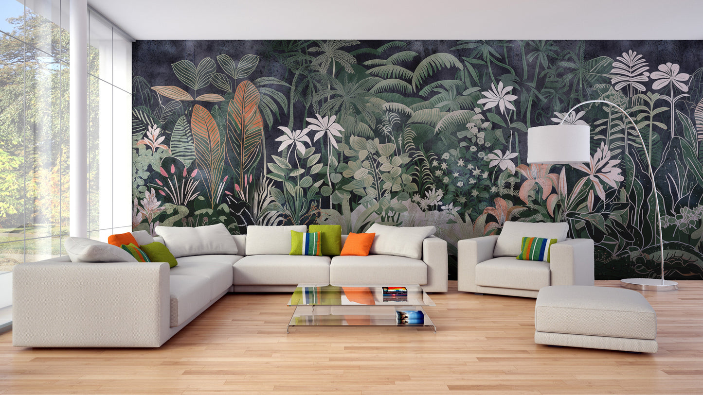 Equatorial Eden Vibrant Jungle Wallpaper Mural - Giffywalls