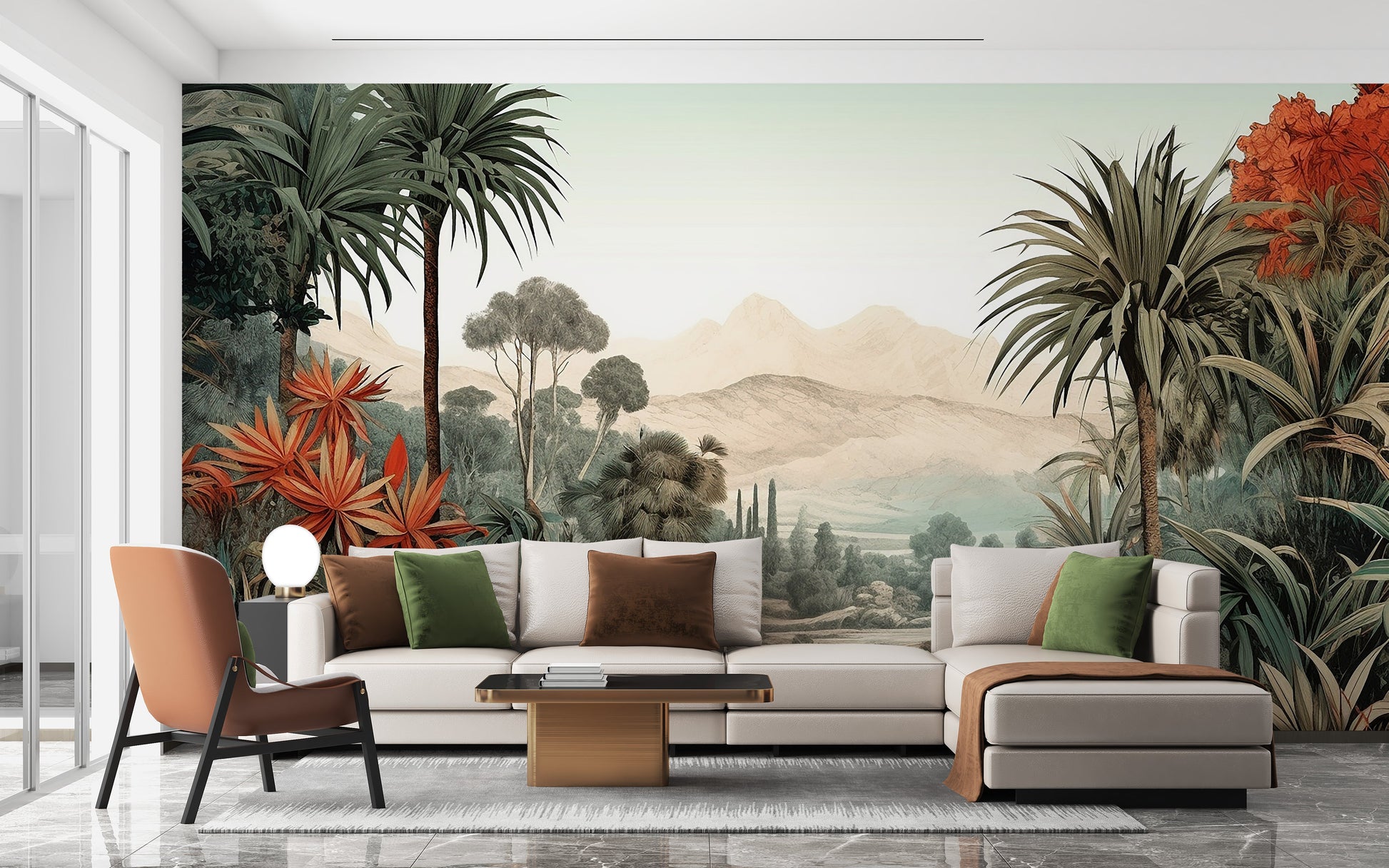 Verdant Valley Vintage Tropical Flora Mural - Giffywalls