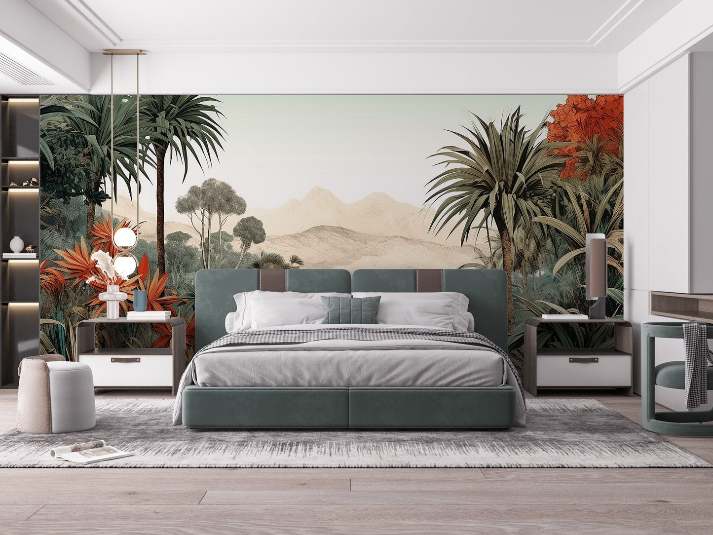 Verdant Valley Vintage Tropical Flora Mural - Giffywalls