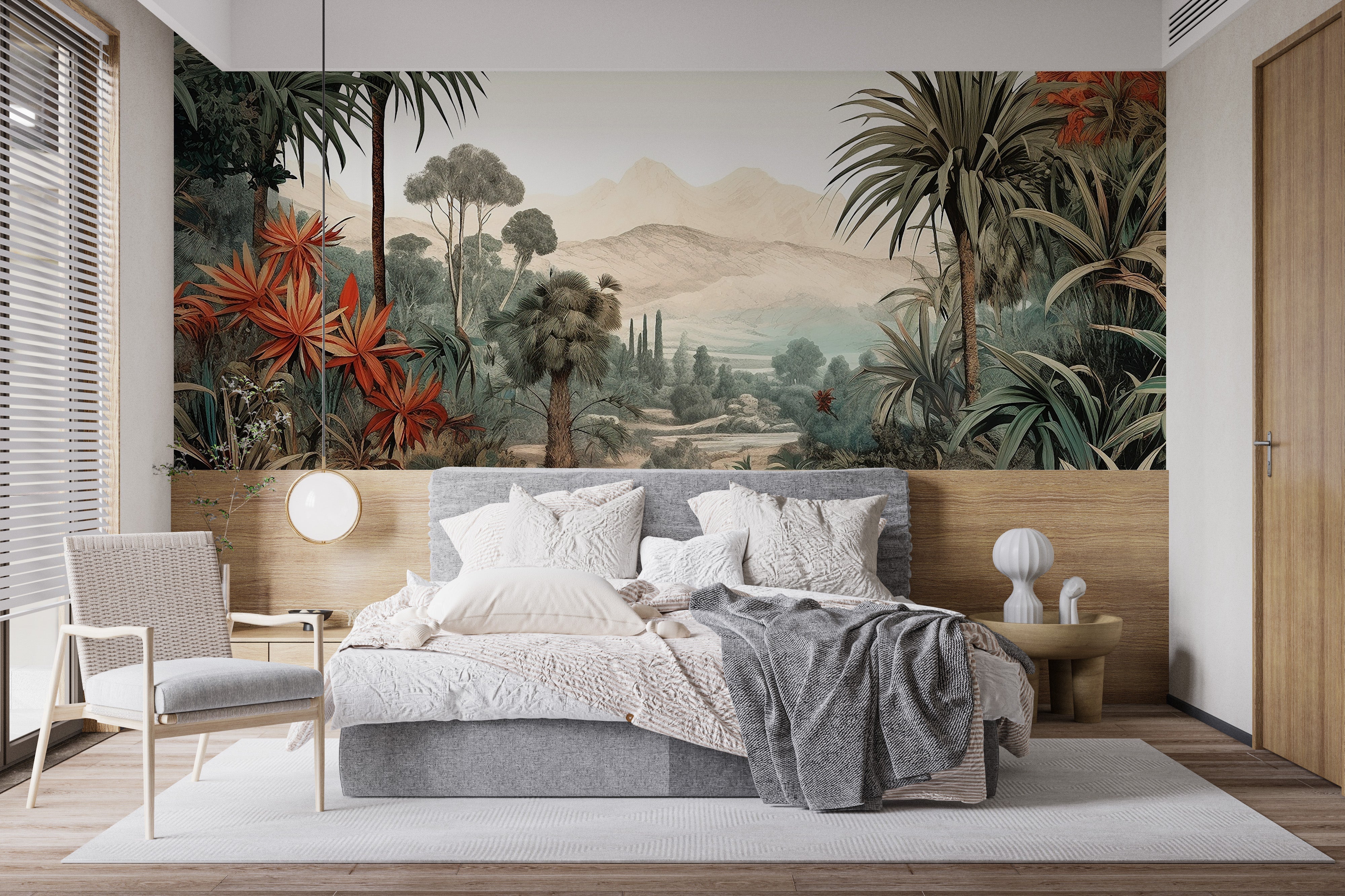 Verdant Valley Vintage Tropical Flora Mural - Giffywalls