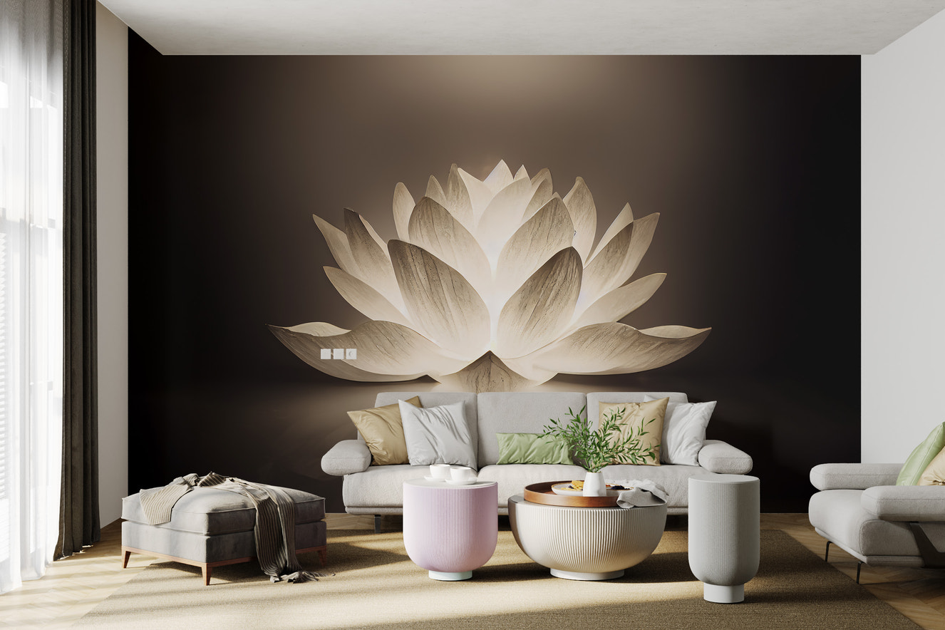 Calming lotus flower glow wall design