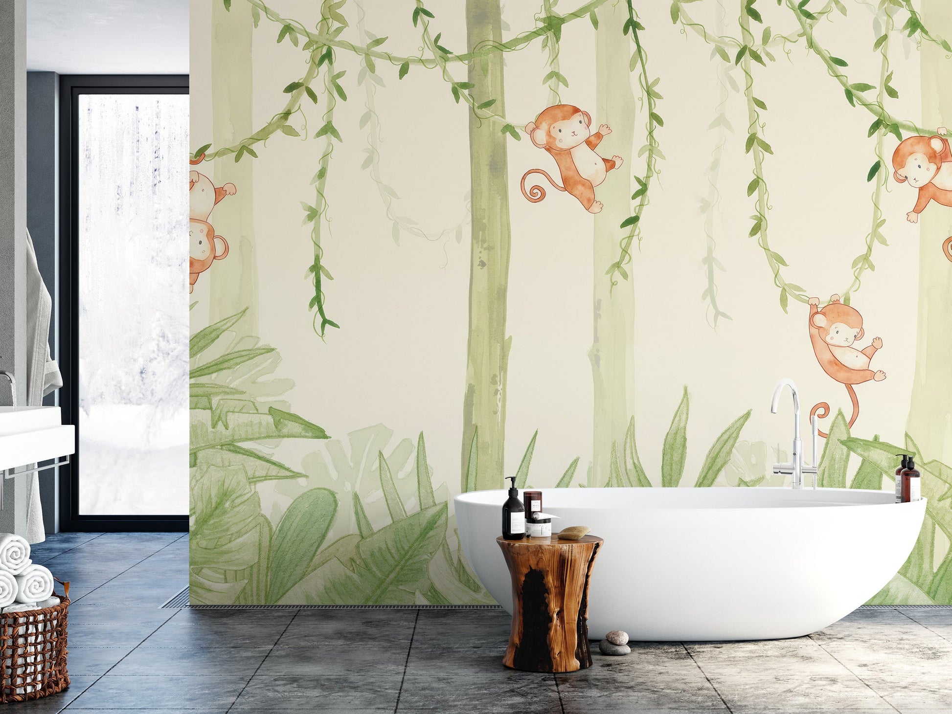 Swinging Monkey Wallpaper Mural - Giffywalls