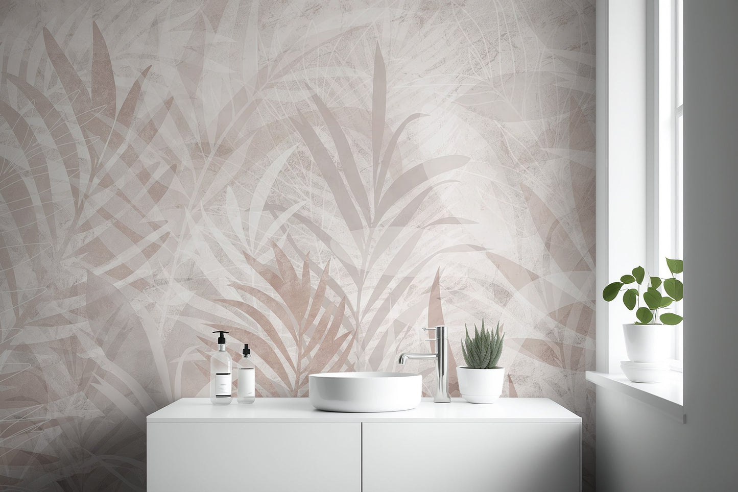 Scandinavian Leaf Elegance Mural - Giffywalls