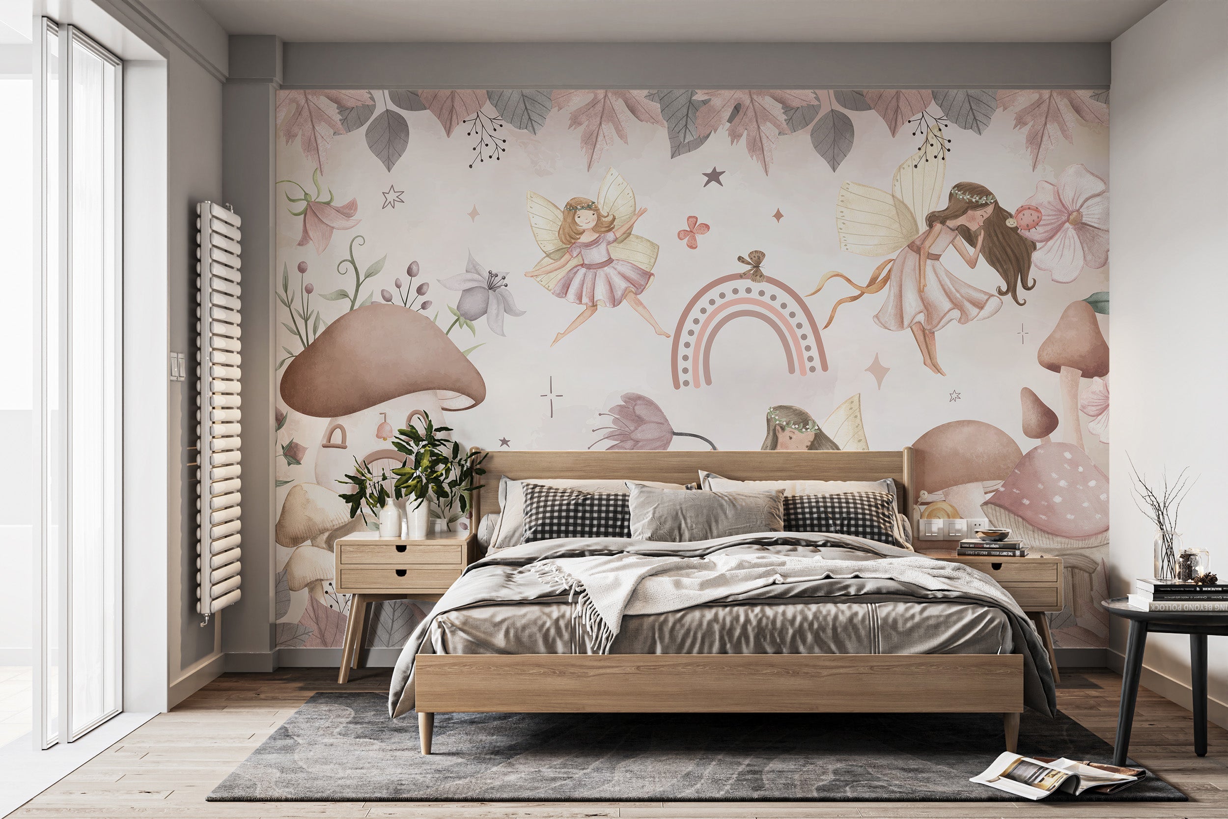 Nature-inspired fairies wall mural for imaginative spaces