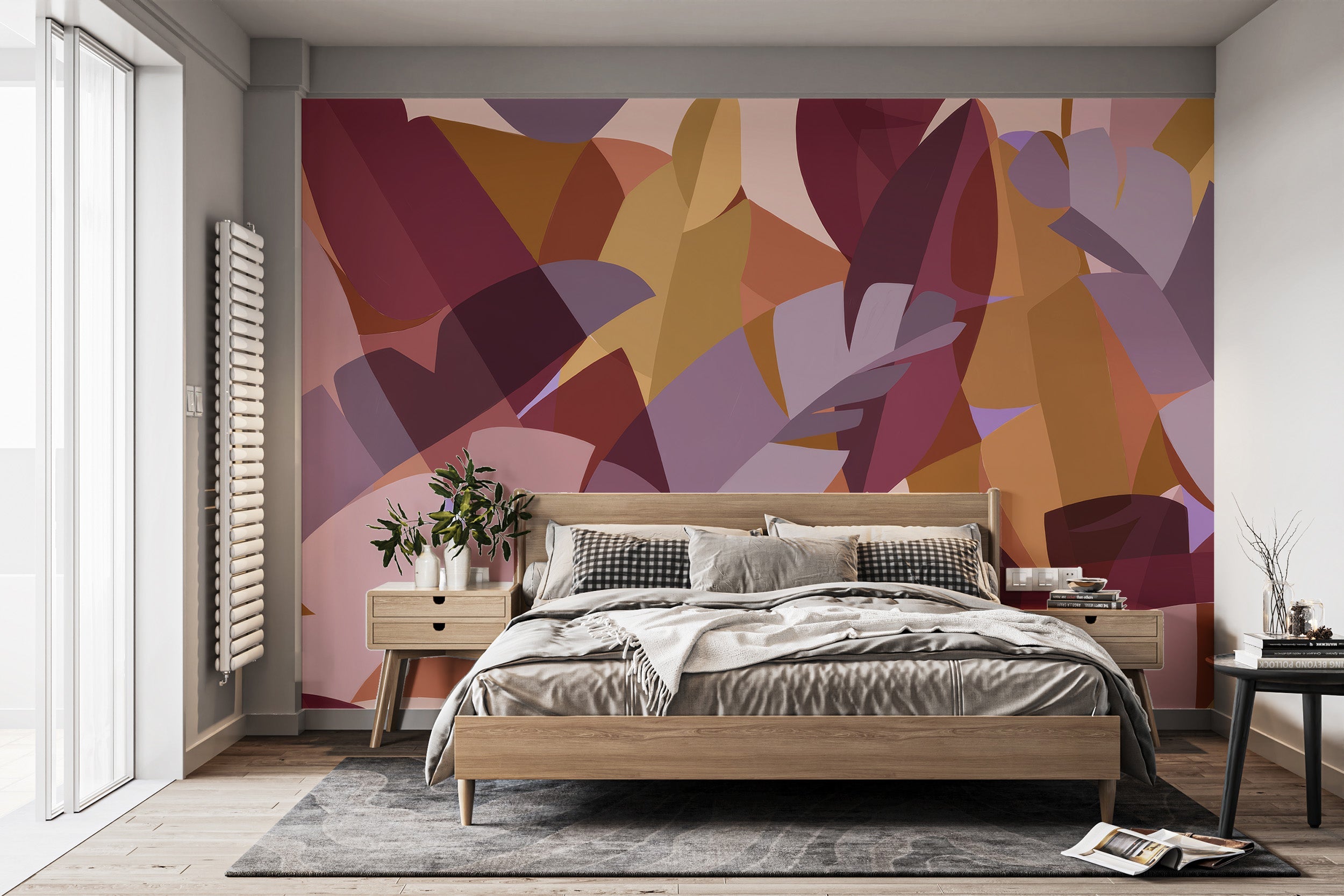 Cubist Harvest Foliage Fresco Mural - Giffywalls