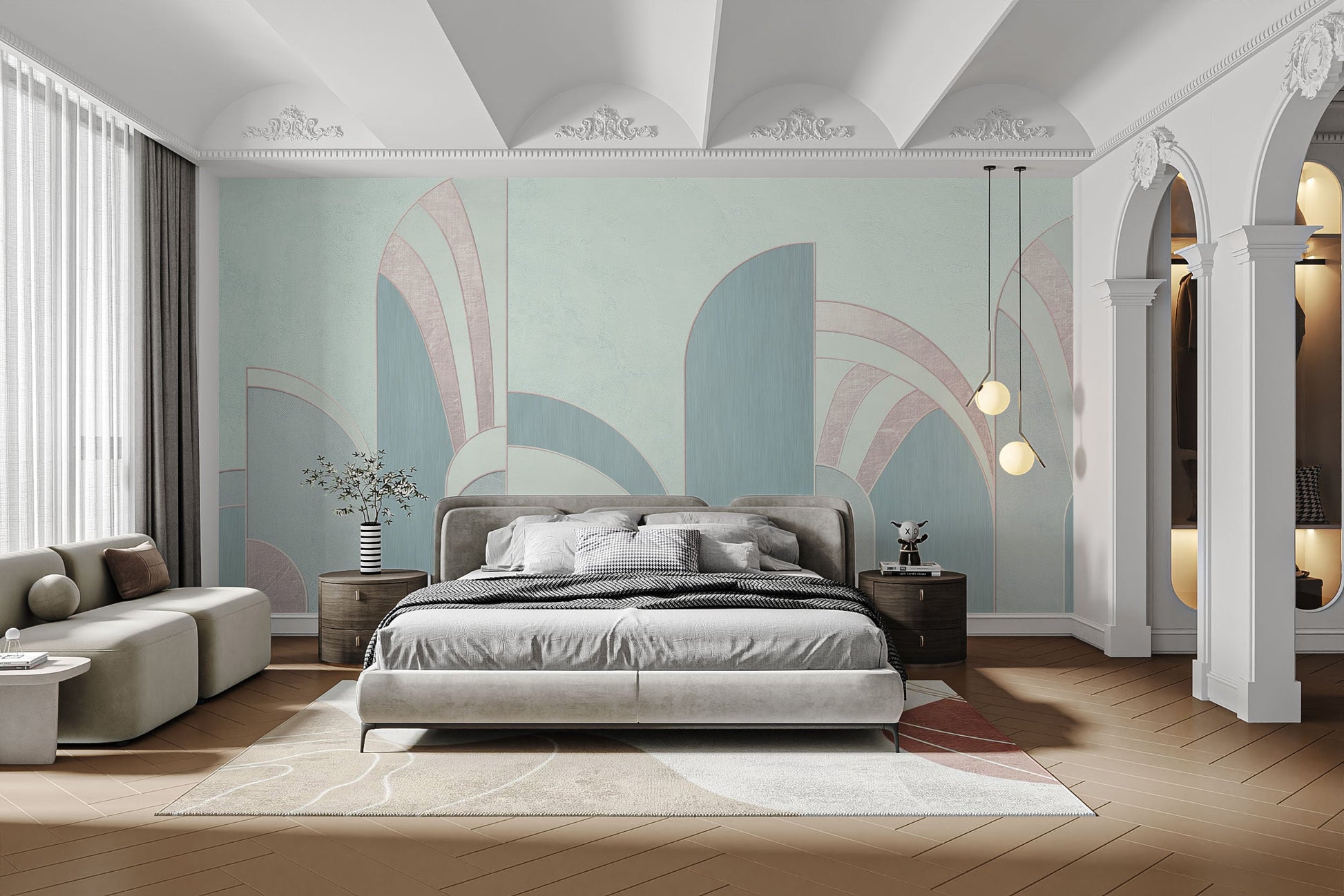 Silver Foil Geometric Wall Mural - Giffywalls