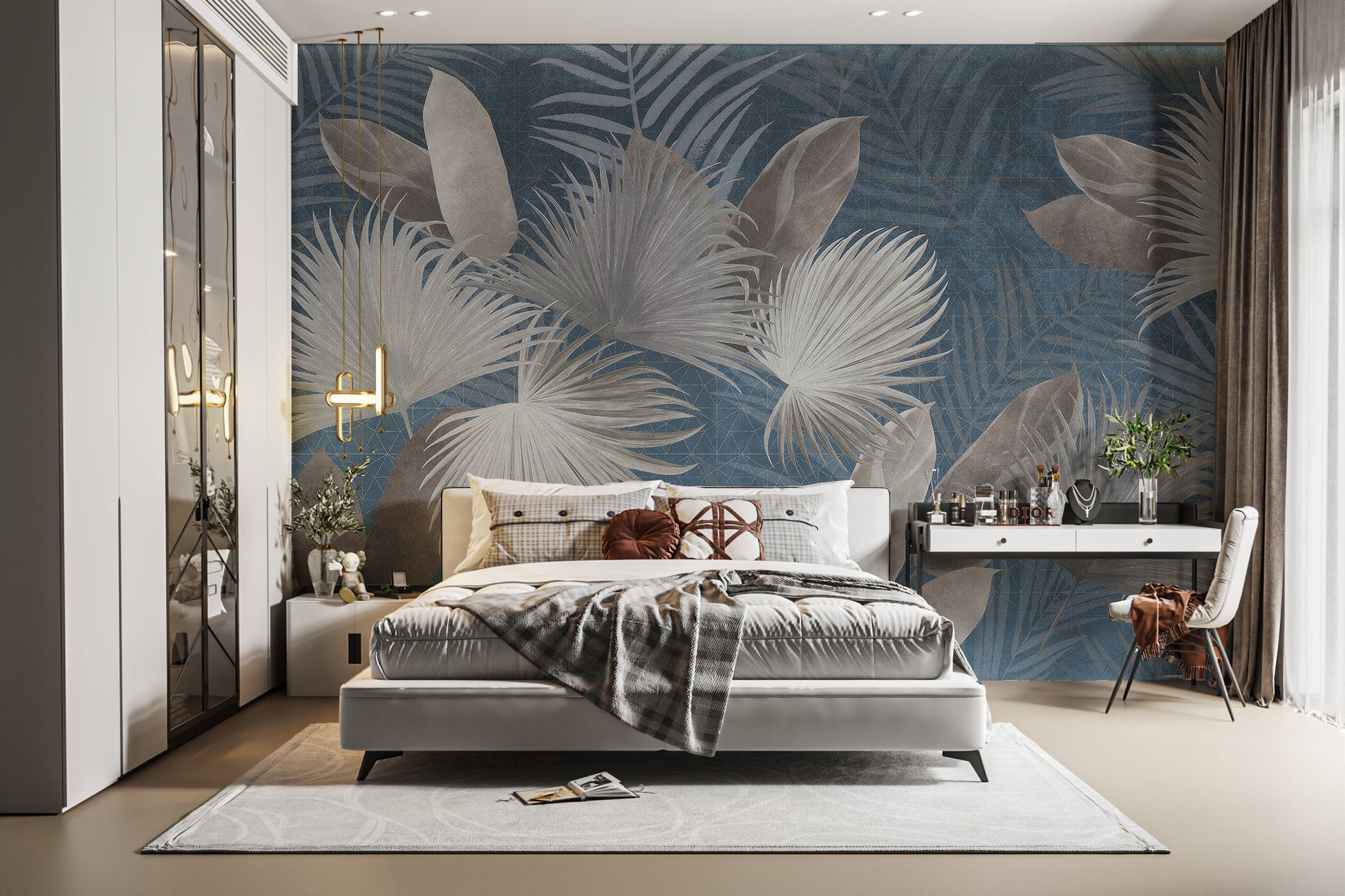 Luxurious blue wallpaper with El Dorado charm