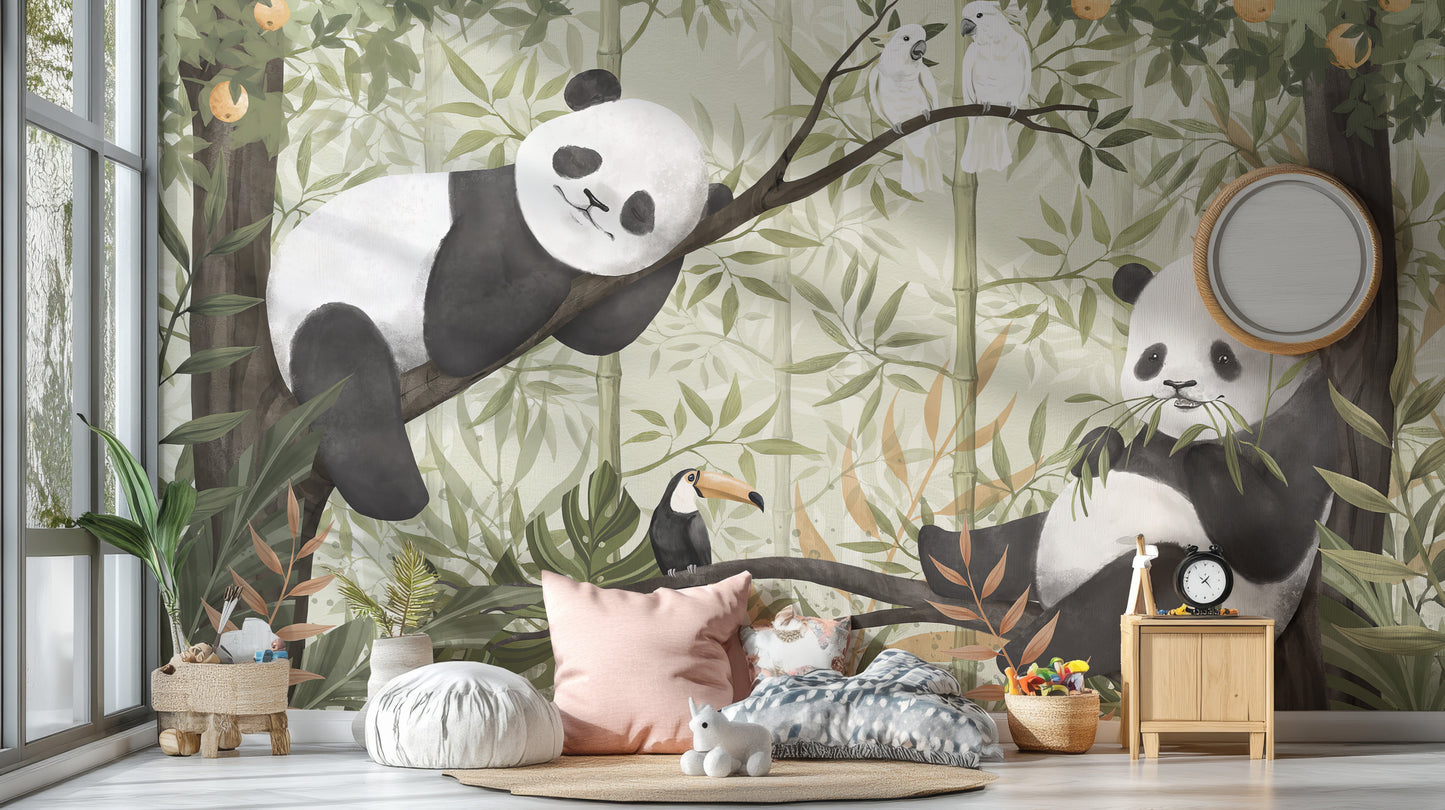 Peaceful Panda Canopy Wall Mural - Giffywalls