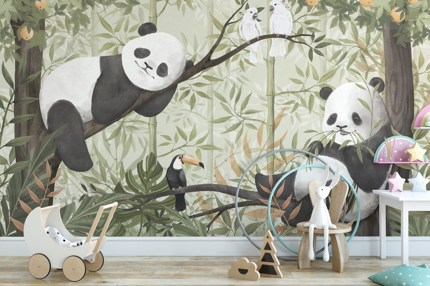 Tropical wildlife featuring cute panda design
