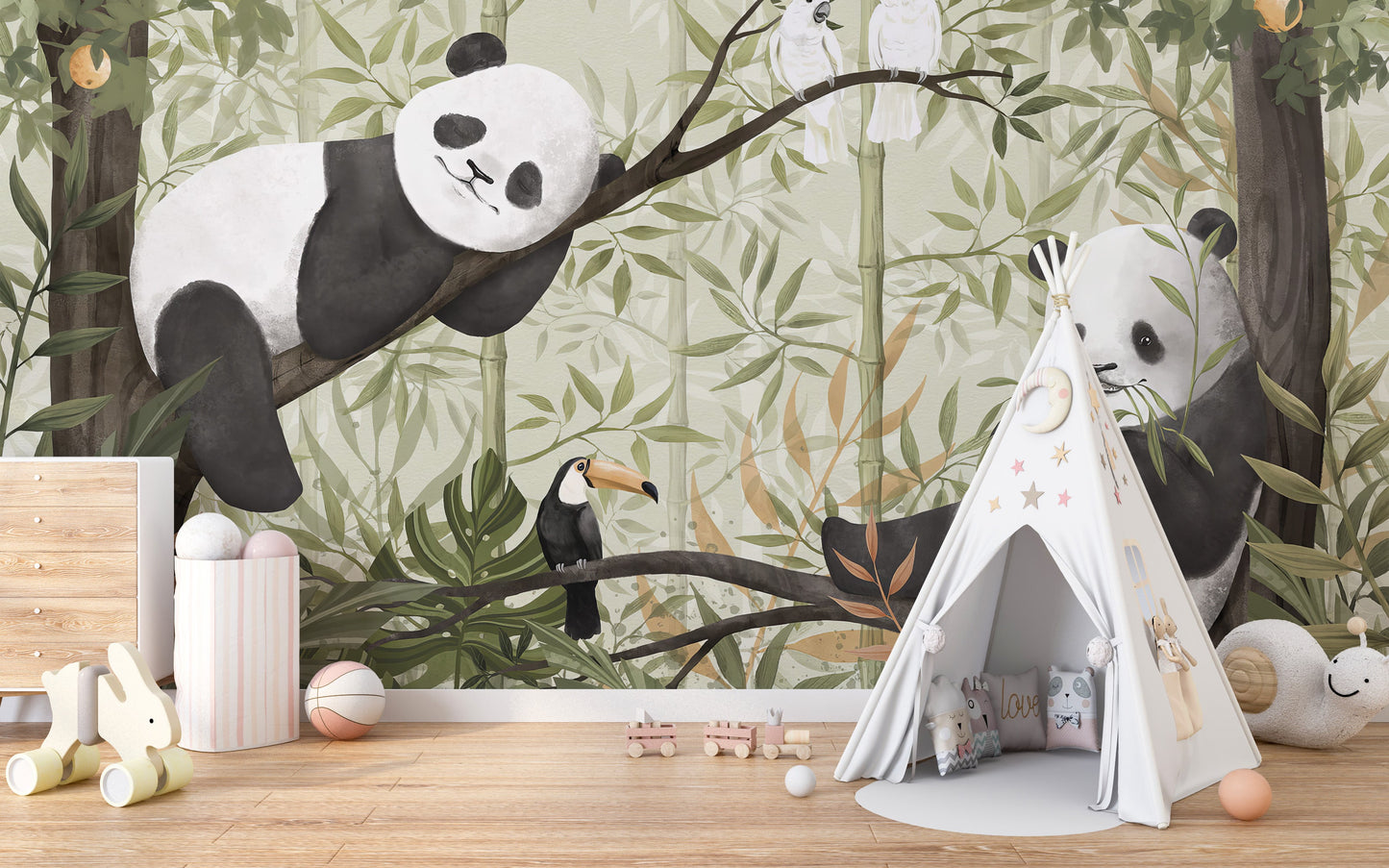 Peaceful Panda Canopy Wall Mural - Giffywalls