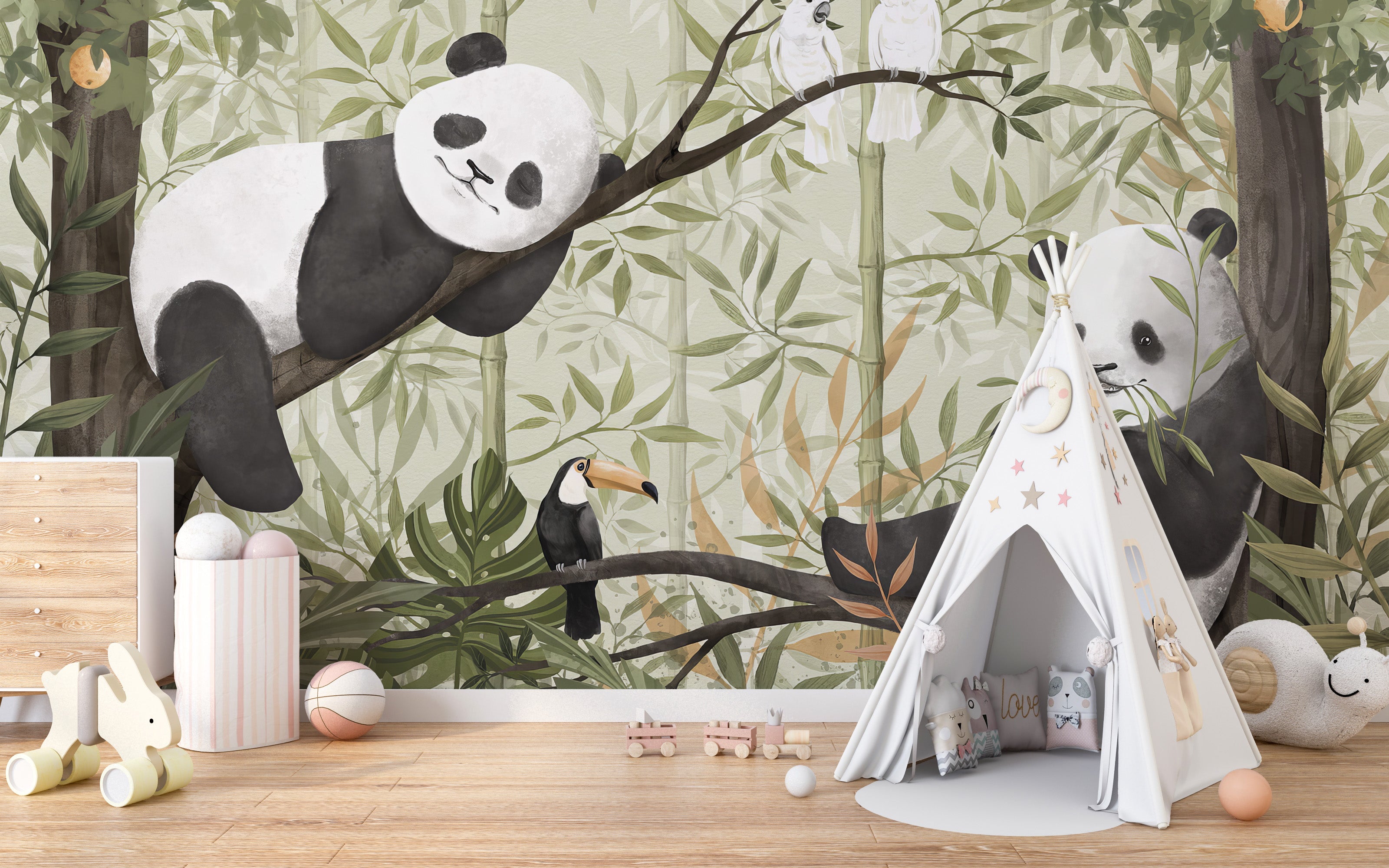 Peaceful Panda Canopy Wall Mural - Giffywalls