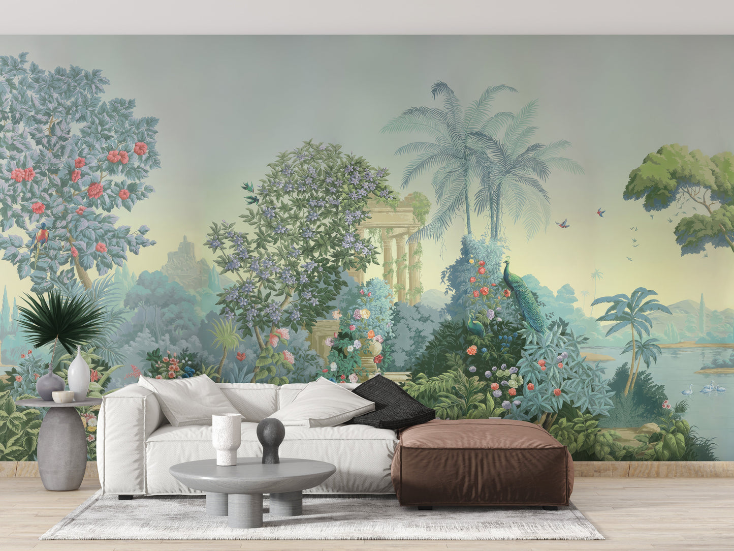 Exotic mural featuring vibrant greenery
