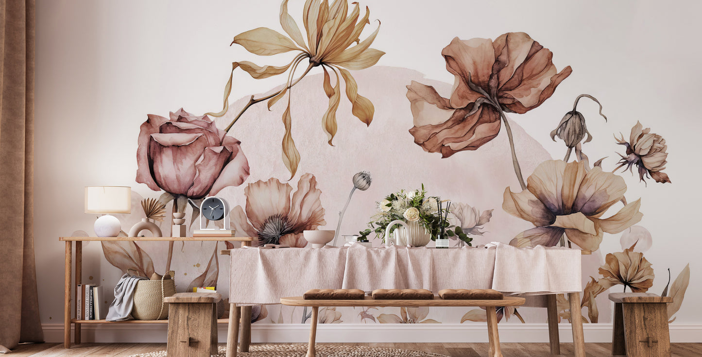 Vintage Floral Wall Mural - Giffywalls